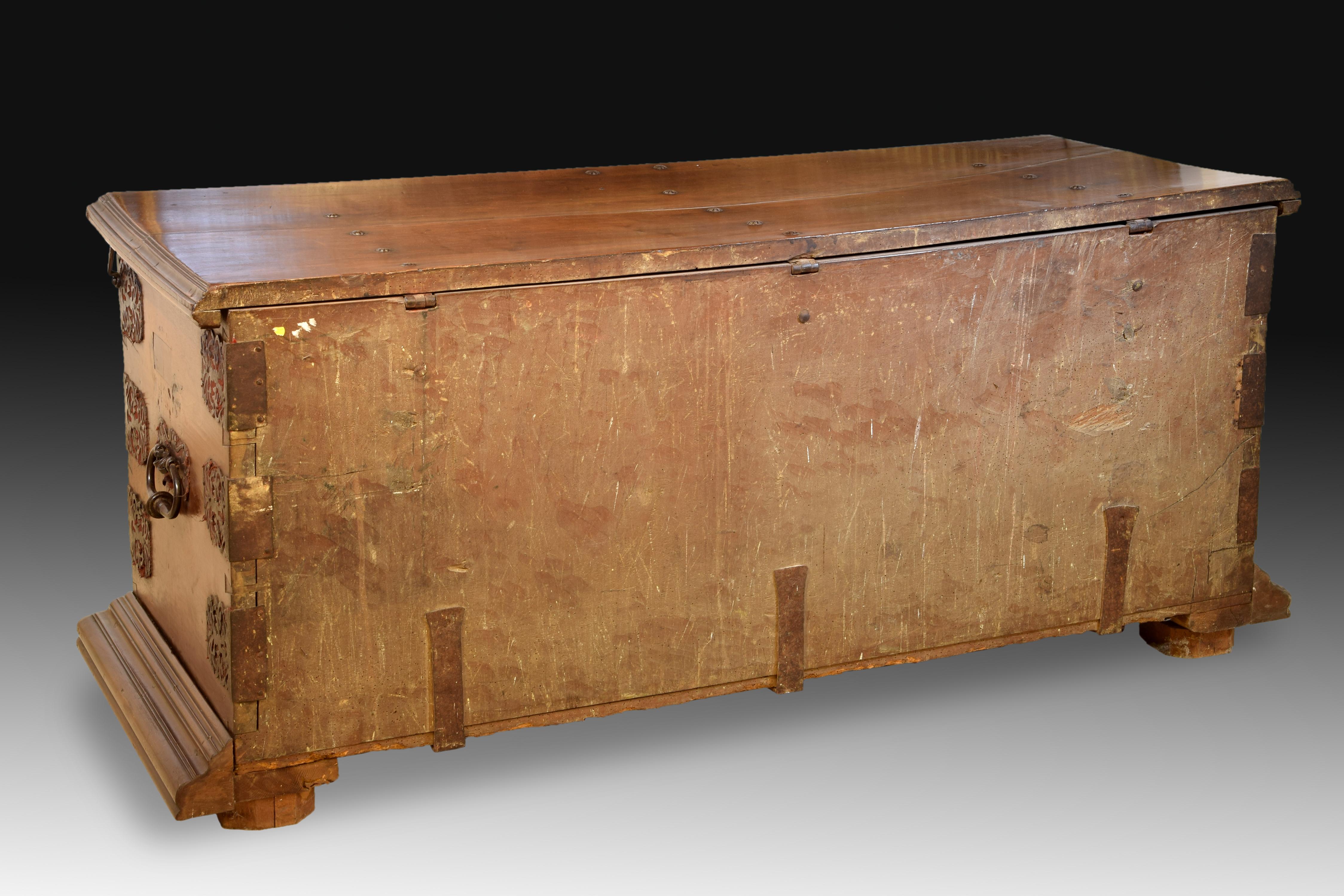 Walnut and Iron Chest, 17th Century For Sale 5