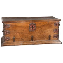 Used Walnut and Iron Chest, 17th Century