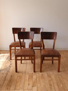 Walnut and Leather Dining Chairs