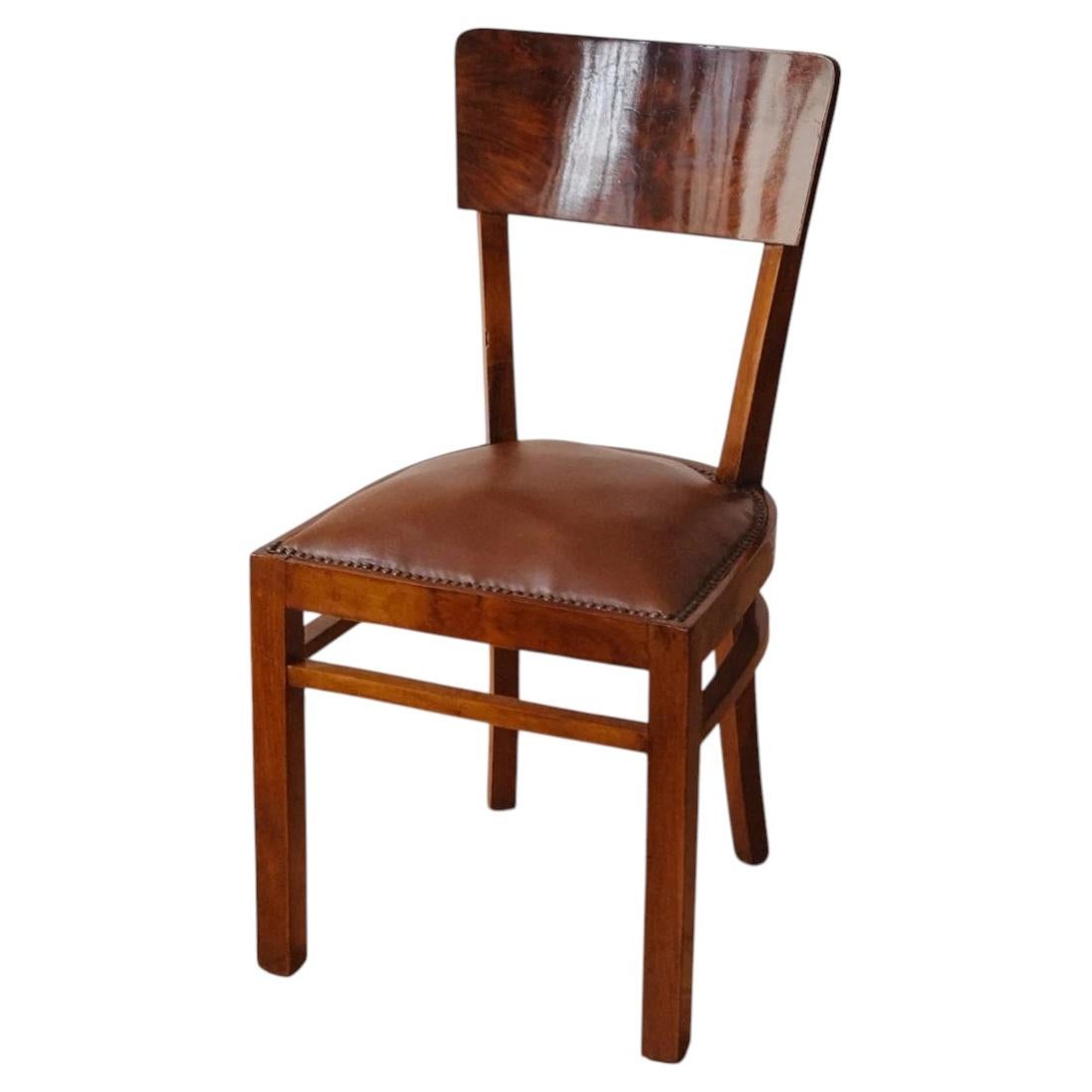 Walnut and Leather Dining Chairs