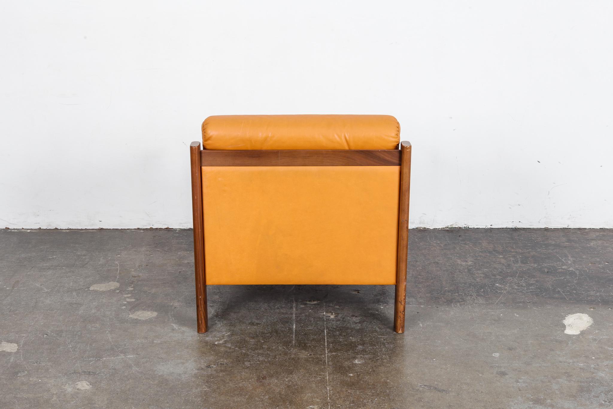 Swedish Walnut and Leather Lounge Chair by Karl Erik Ekselius for OPE, Sweden, 1960s