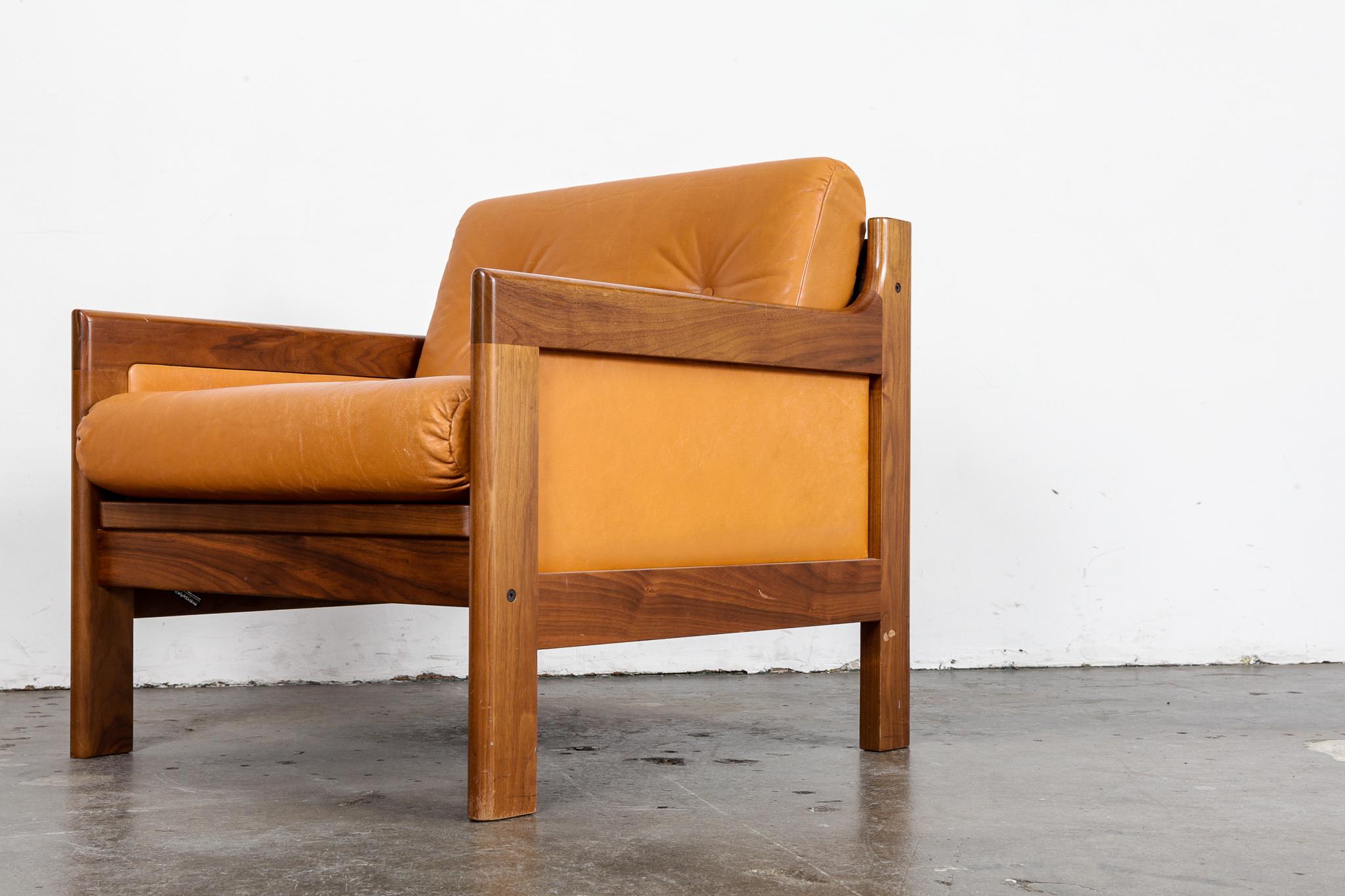 Mid-20th Century Walnut and Leather Lounge Chair by Karl Erik Ekselius for OPE, Sweden, 1960s