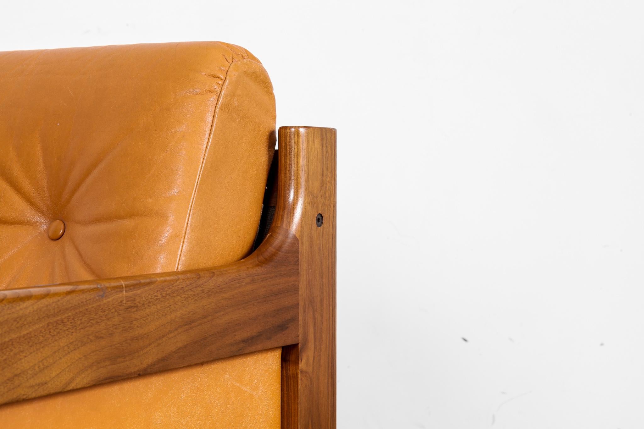 Walnut and Leather Lounge Chair by Karl Erik Ekselius for OPE, Sweden, 1960s 1
