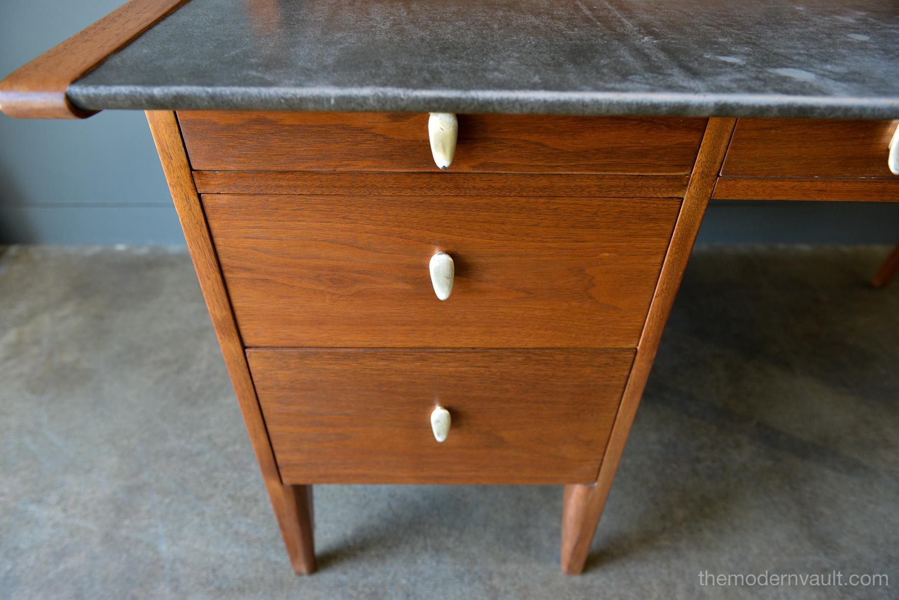 Walnut and Leather Top Desk by John Van Koert for Drexel, circa 1960 5