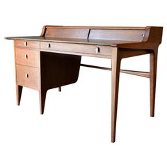 Vintage Walnut and Leather Top Desk by John Van Koert for Drexel, circa 1960
