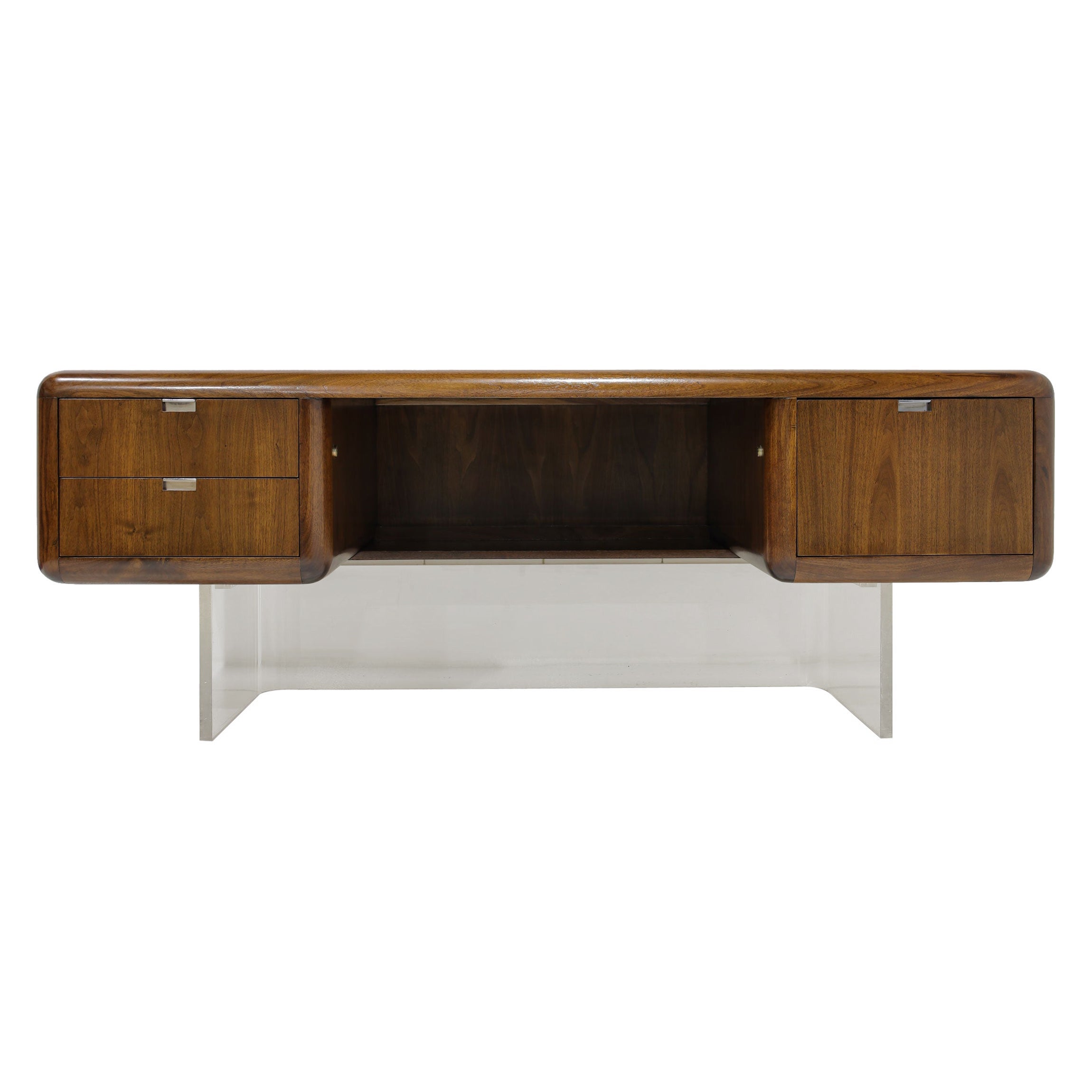 Walnut and Lucite Executive Desk by Gianni,  1970s