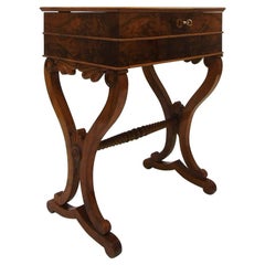 Walnut and Maple Biedermeier Sewing Table or Side Table, circa 1830