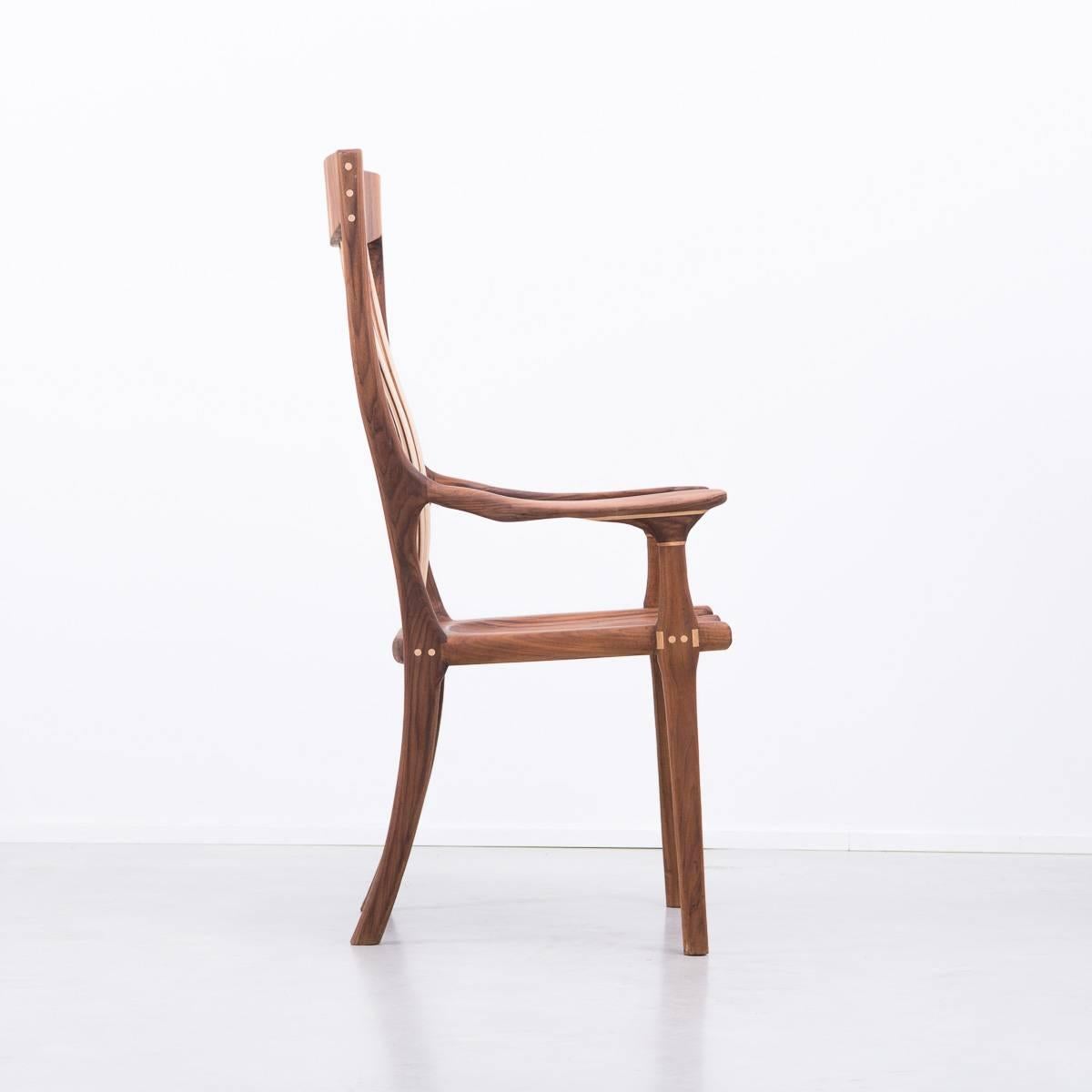 Post-Modern Walnut and Maple Chair in Manner of Sam Maloof
