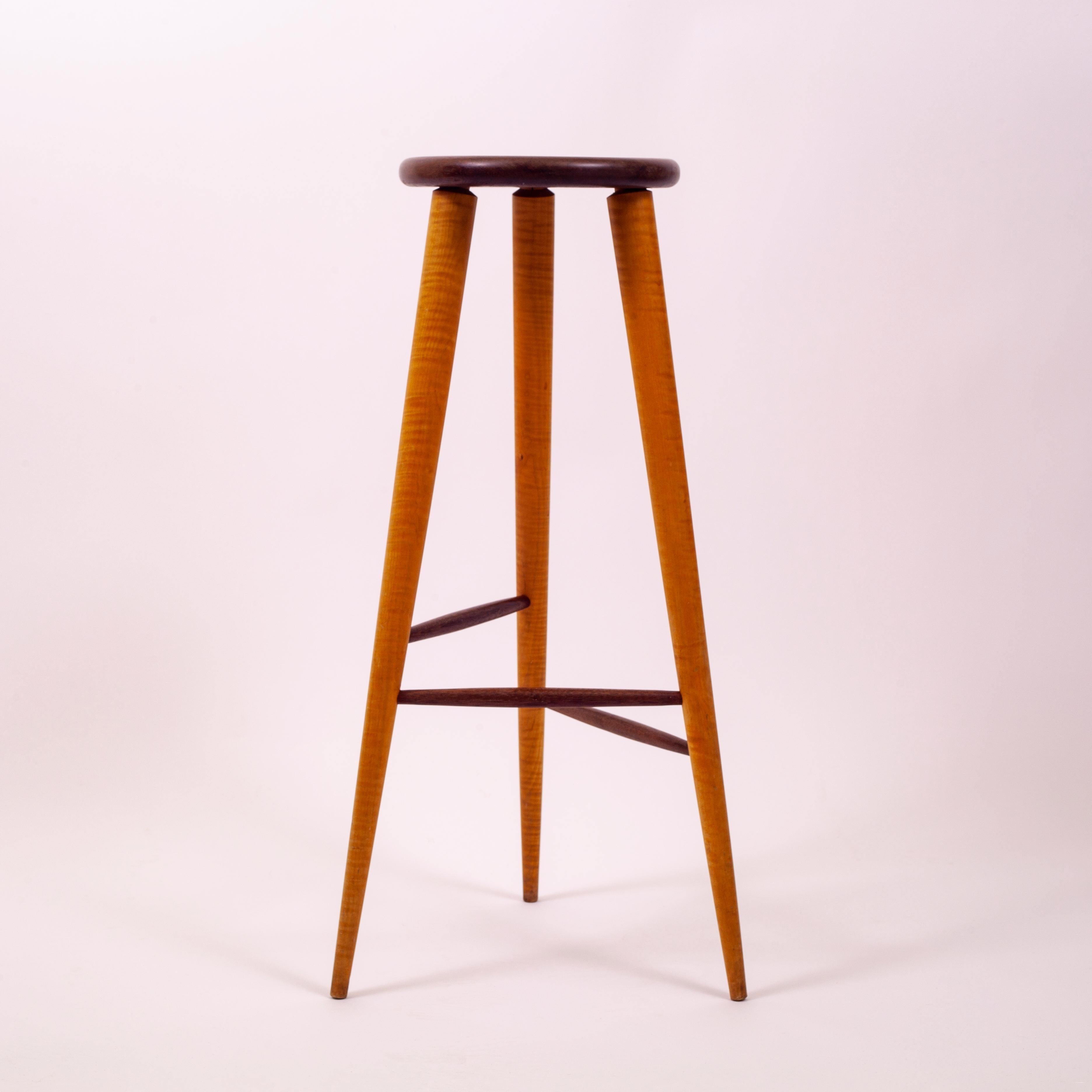 American Walnut and Maple Studio Stool or Pedestal