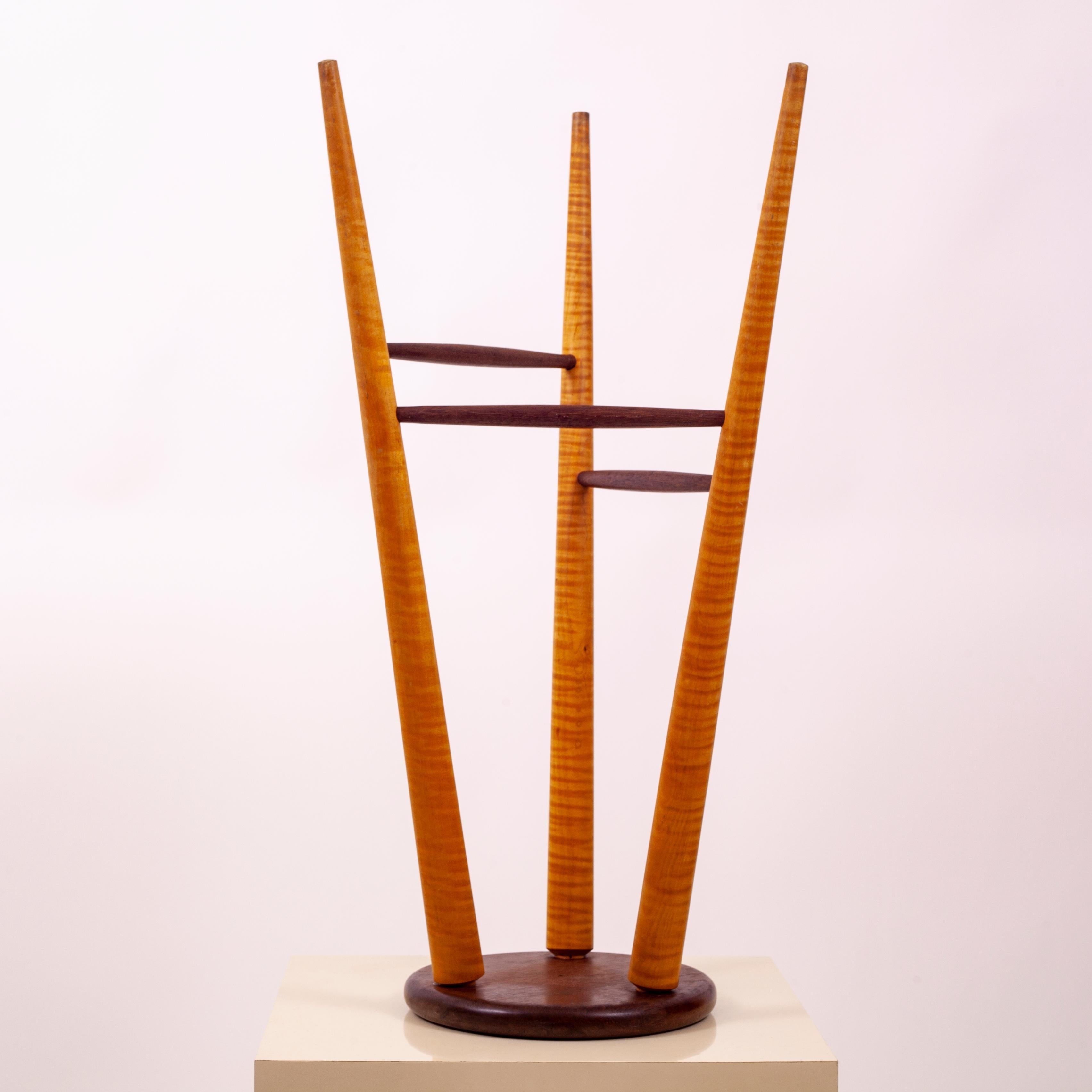 20th Century Walnut and Maple Studio Stool or Pedestal