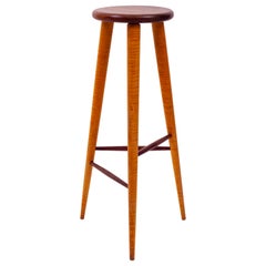 Walnut and Maple Studio Stool or Pedestal