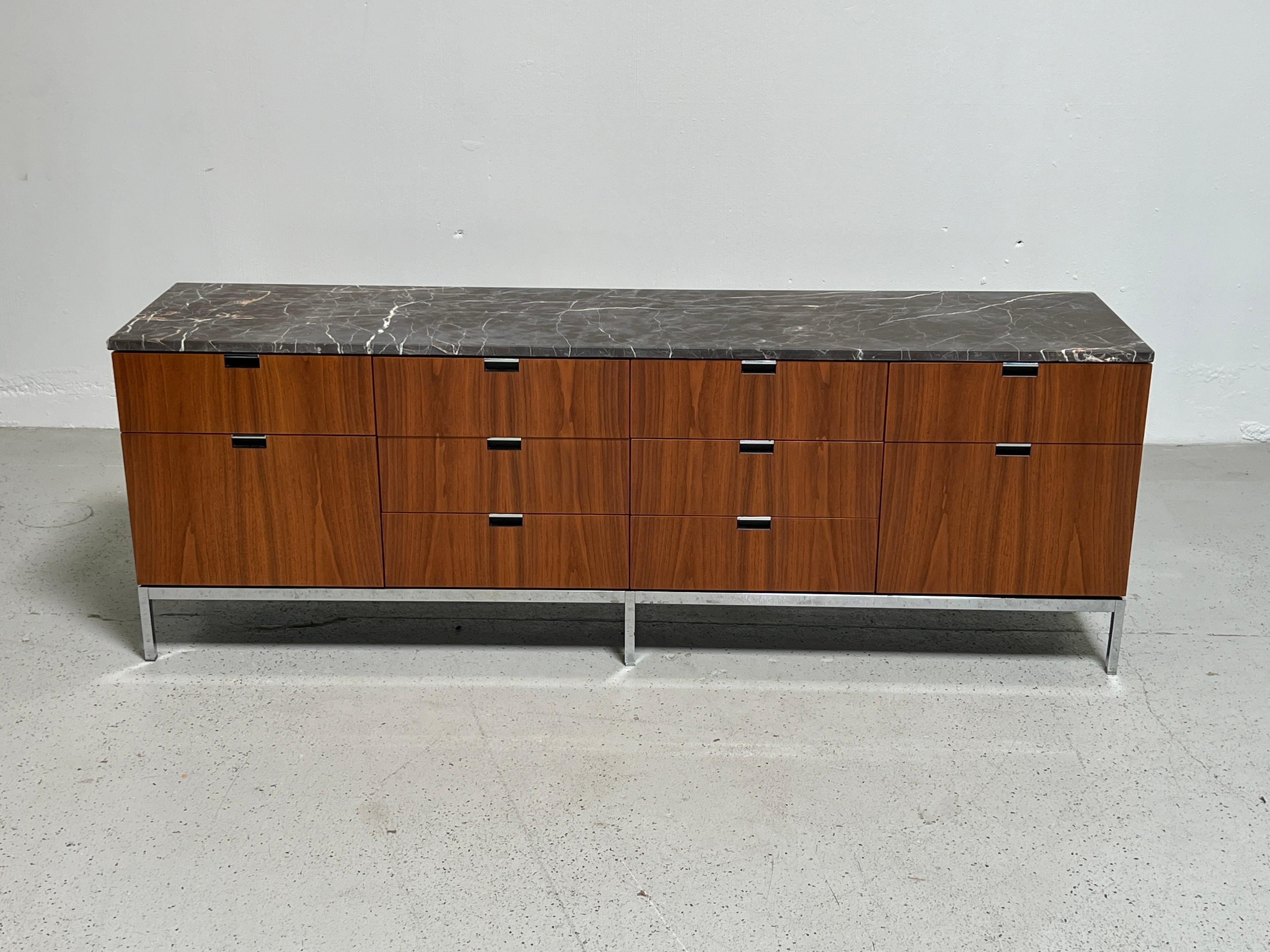 Walnut and Marble Credenza by Florence Knoll for Knoll In Good Condition In Dallas, TX