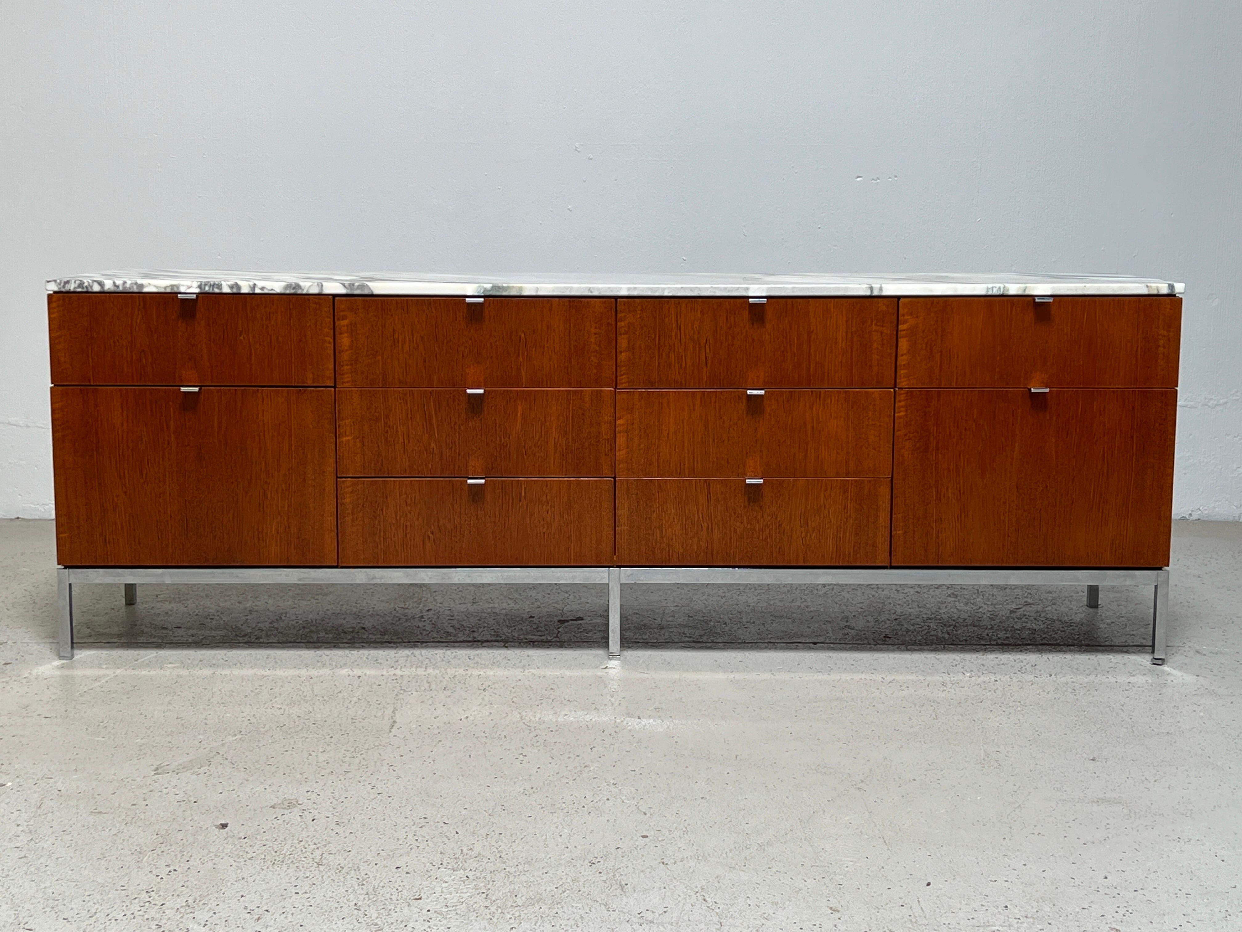 Walnut and Marble Credenza by Florence Knoll for Knoll In Good Condition In Dallas, TX