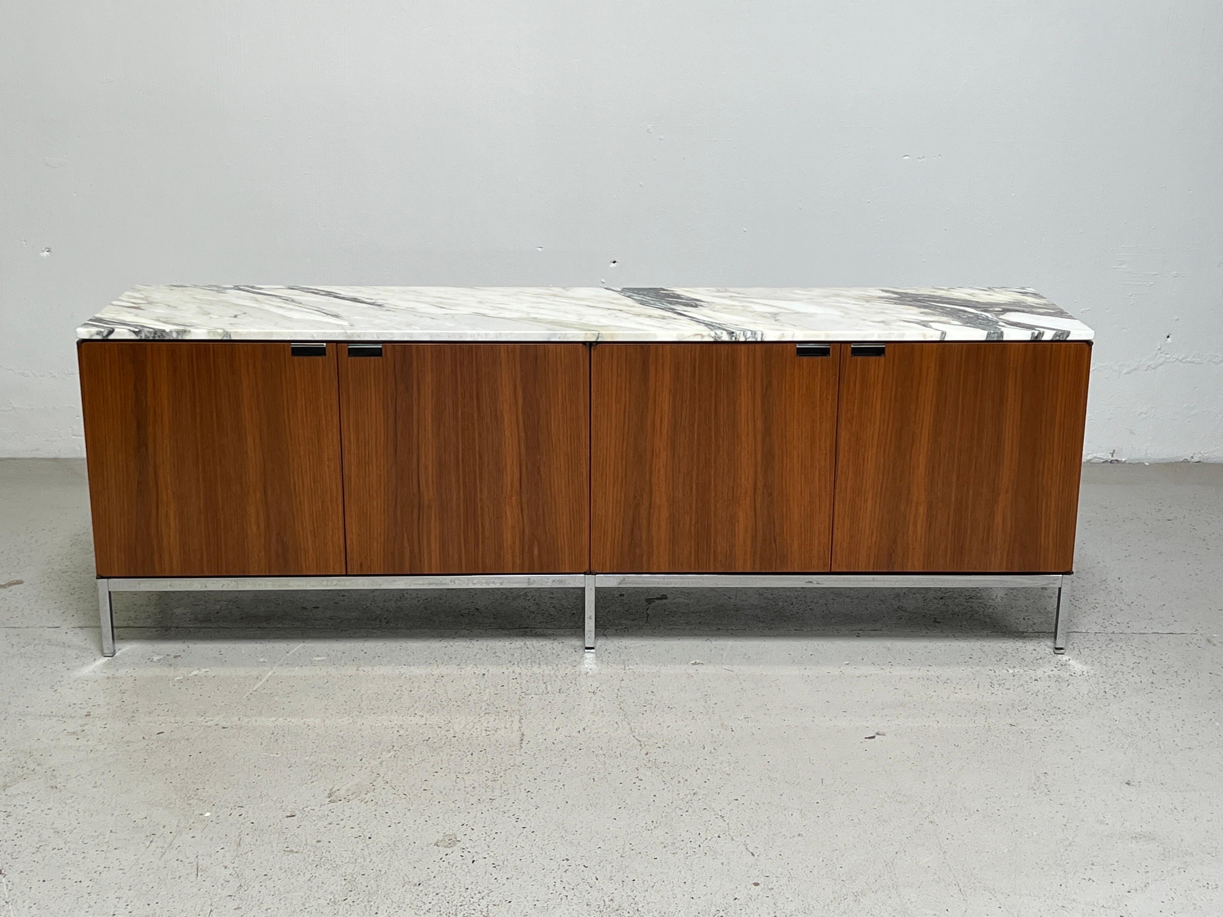 Walnut and Marble Credenza by Florence Knoll for Knoll In Good Condition In Dallas, TX