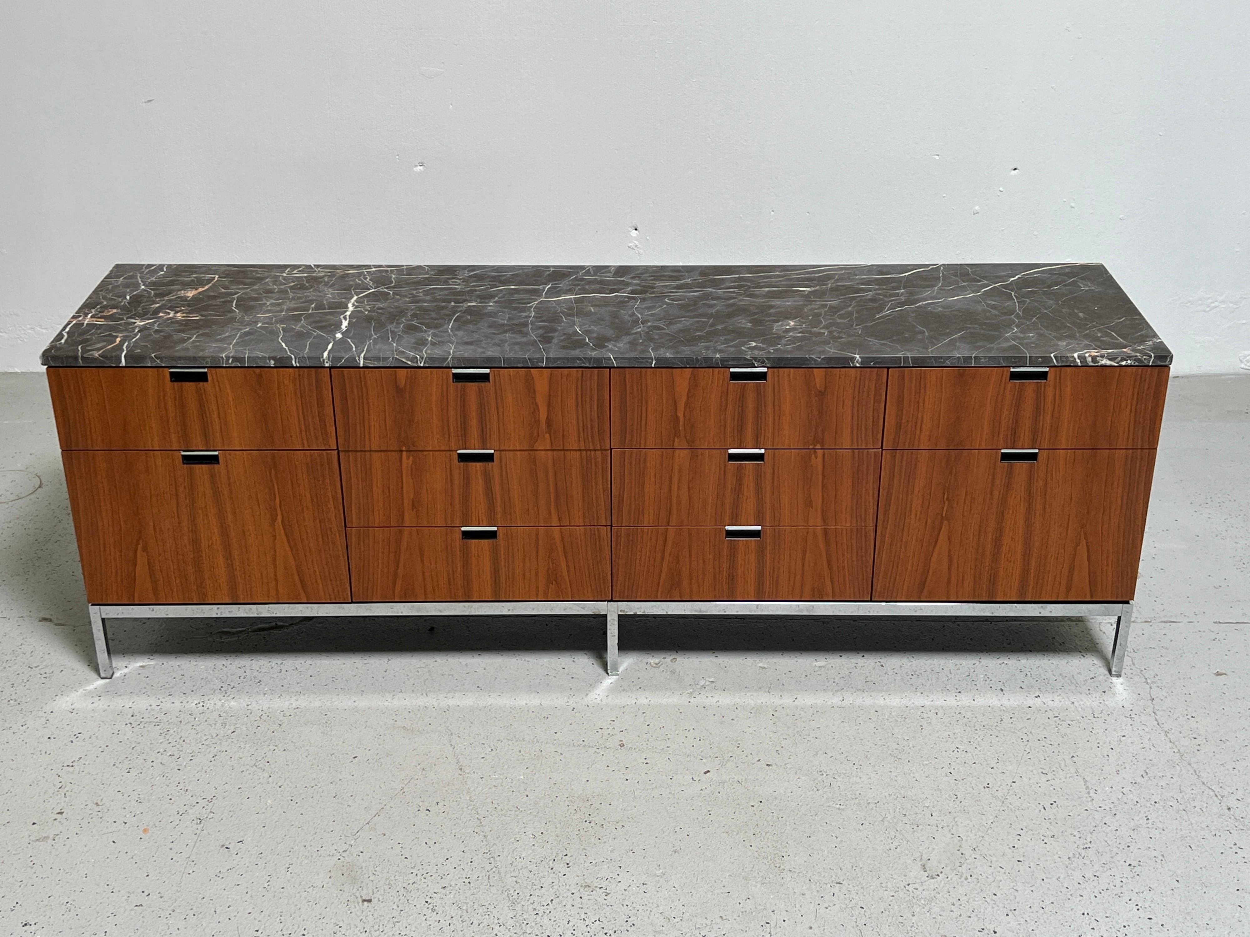 Late 20th Century Walnut and Marble Credenza by Florence Knoll for Knoll