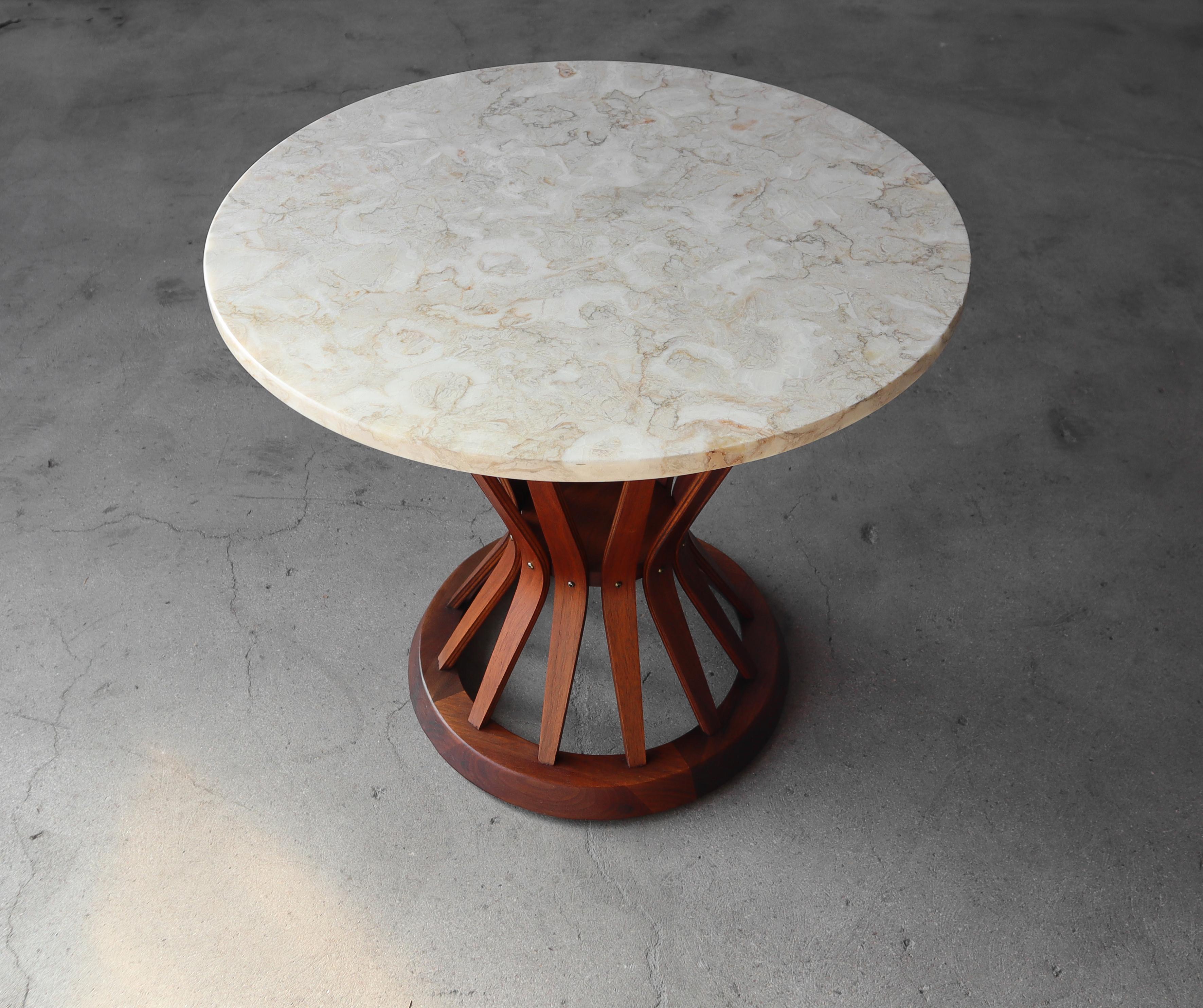 Mid-Century Modern Walnut and Marble Sheaf of Wheat Table by Edward Wormley