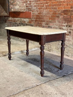 Walnut and Marble Top Farm Table
