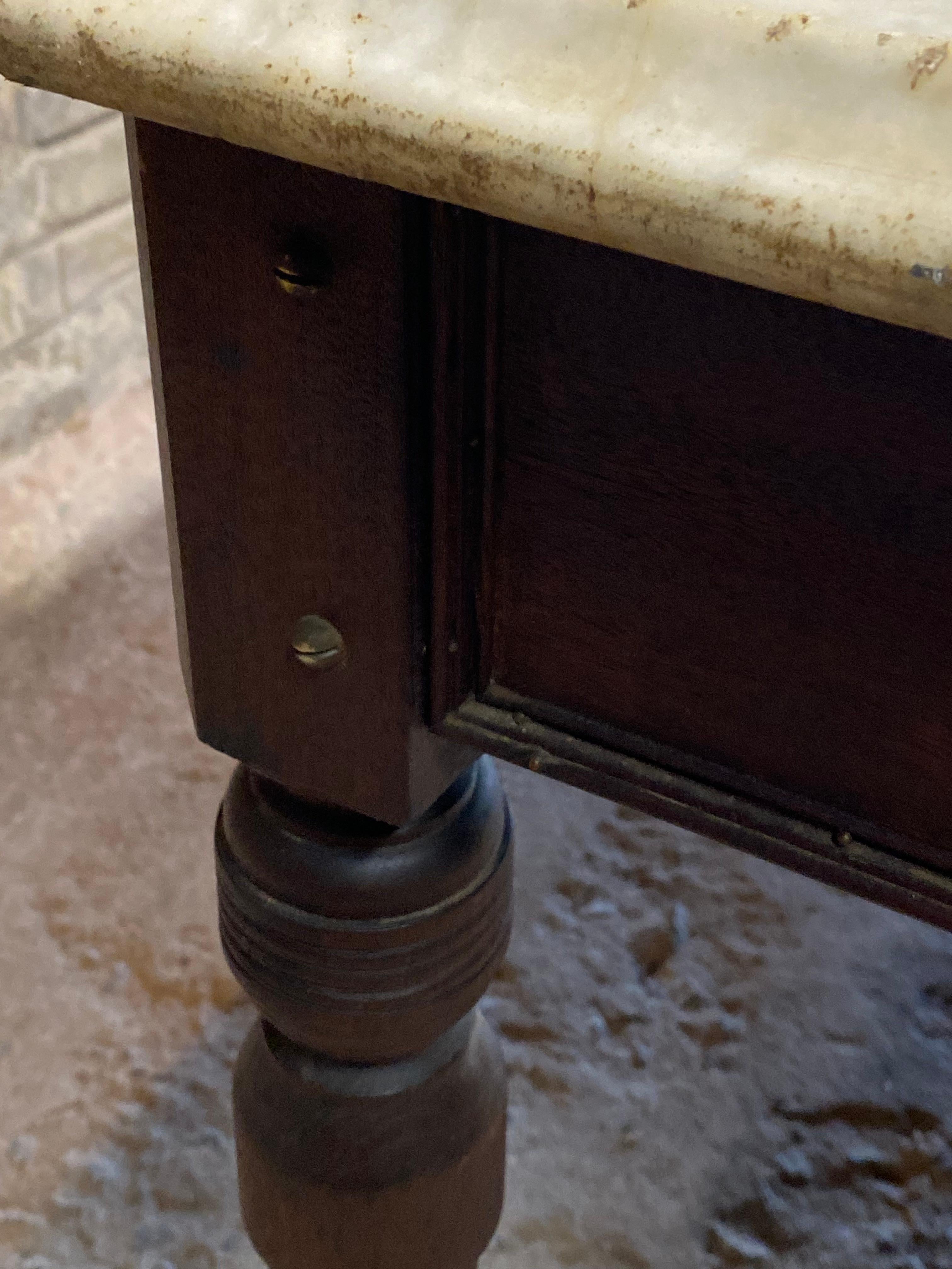 19th Century Walnut and Marble Top Farm Table