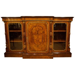 Walnut and Marquetry Inlaid Credenza