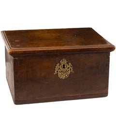 Antique Walnut and Metal Small Chest, 17th Century