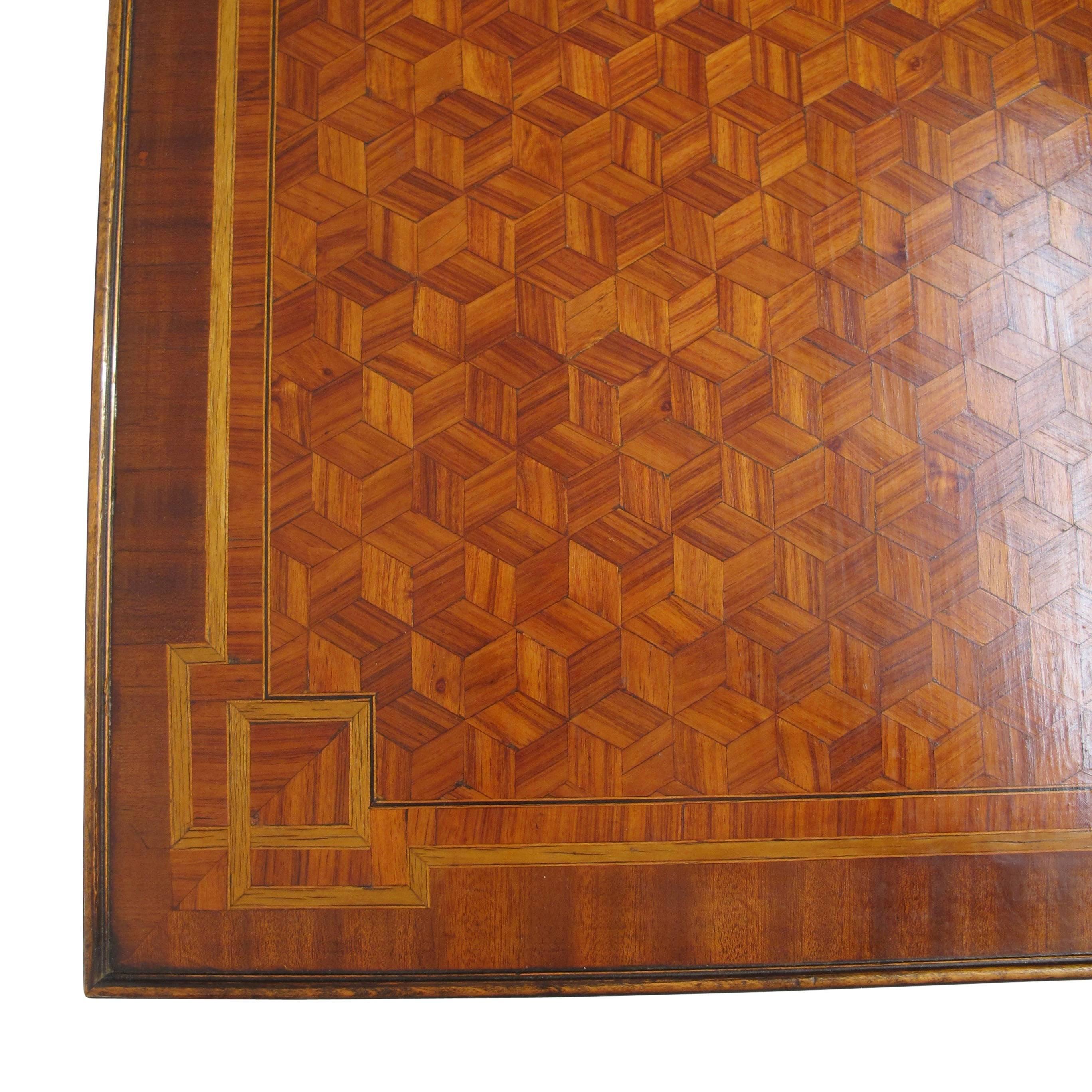 Walnut and Mixed Fruitwood Parquetry Side Table, French, 18th Century For Sale 9