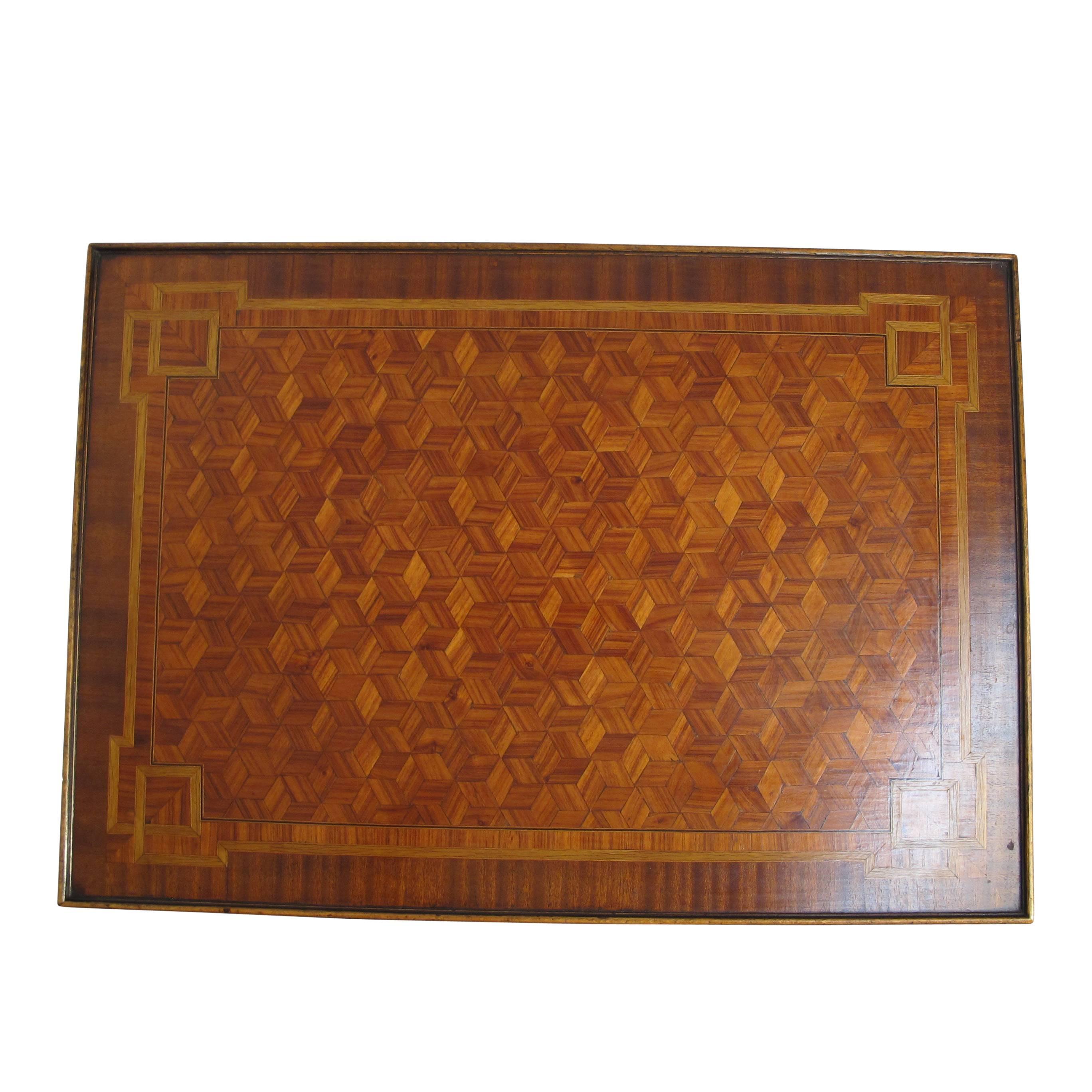 Walnut and Mixed Fruitwood Parquetry Side Table, French, 18th Century For Sale 10