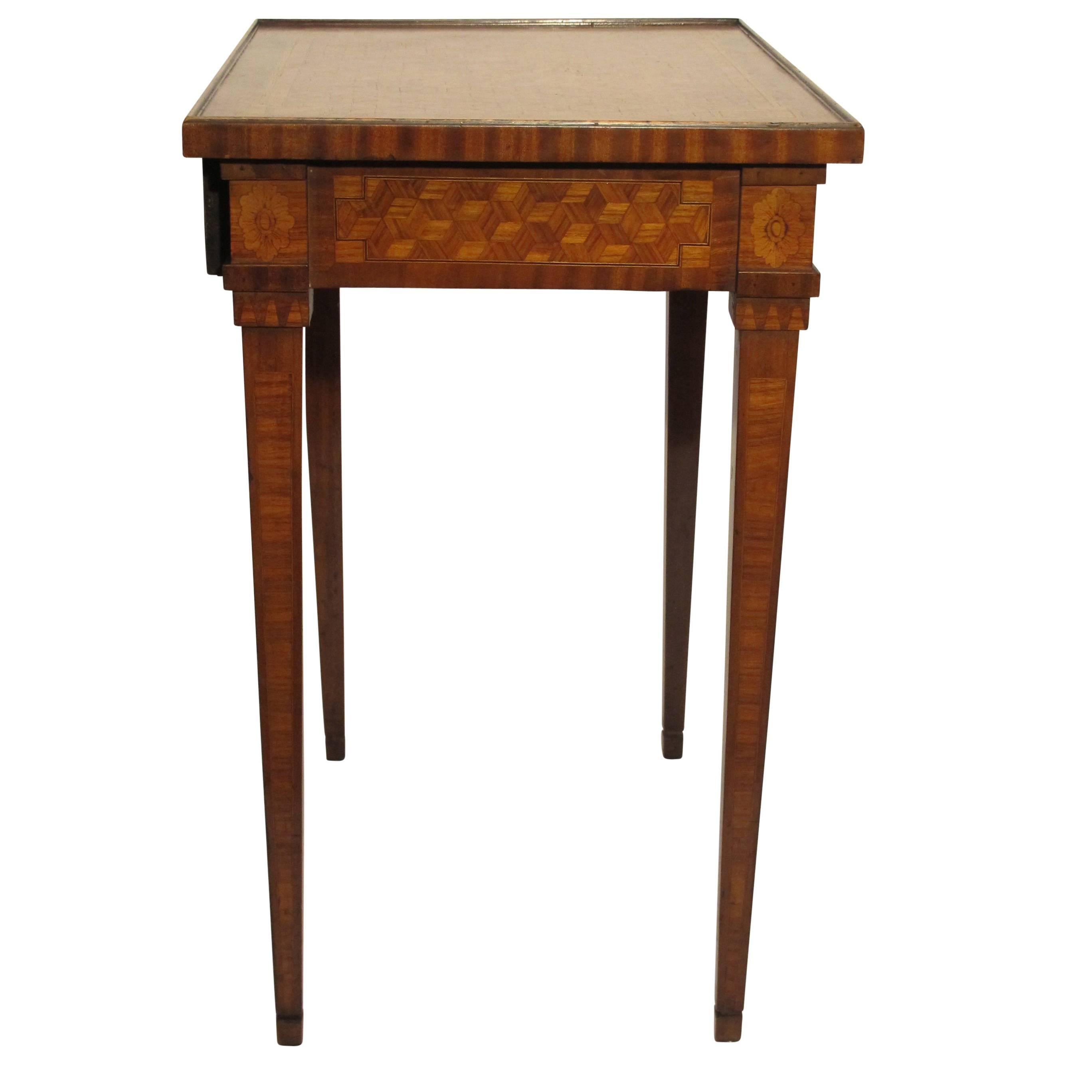 Walnut and Mixed Fruitwood Parquetry Side Table, French, 18th Century For Sale 2