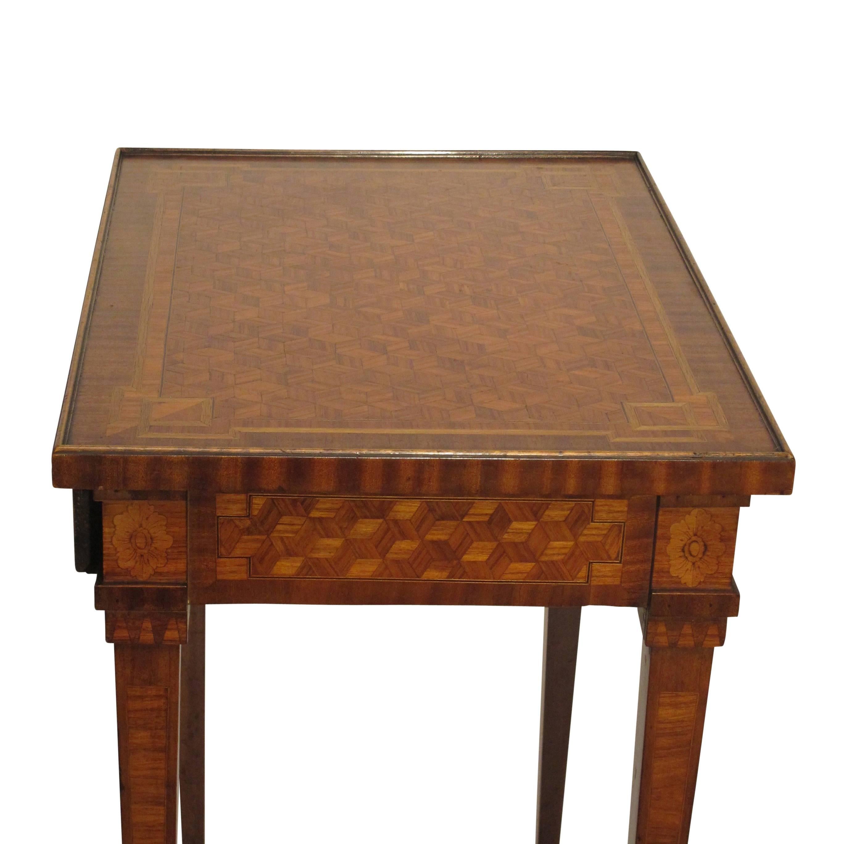 Walnut and Mixed Fruitwood Parquetry Side Table, French, 18th Century For Sale 4