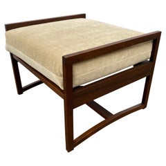 Walnut and Mohair Ottoman