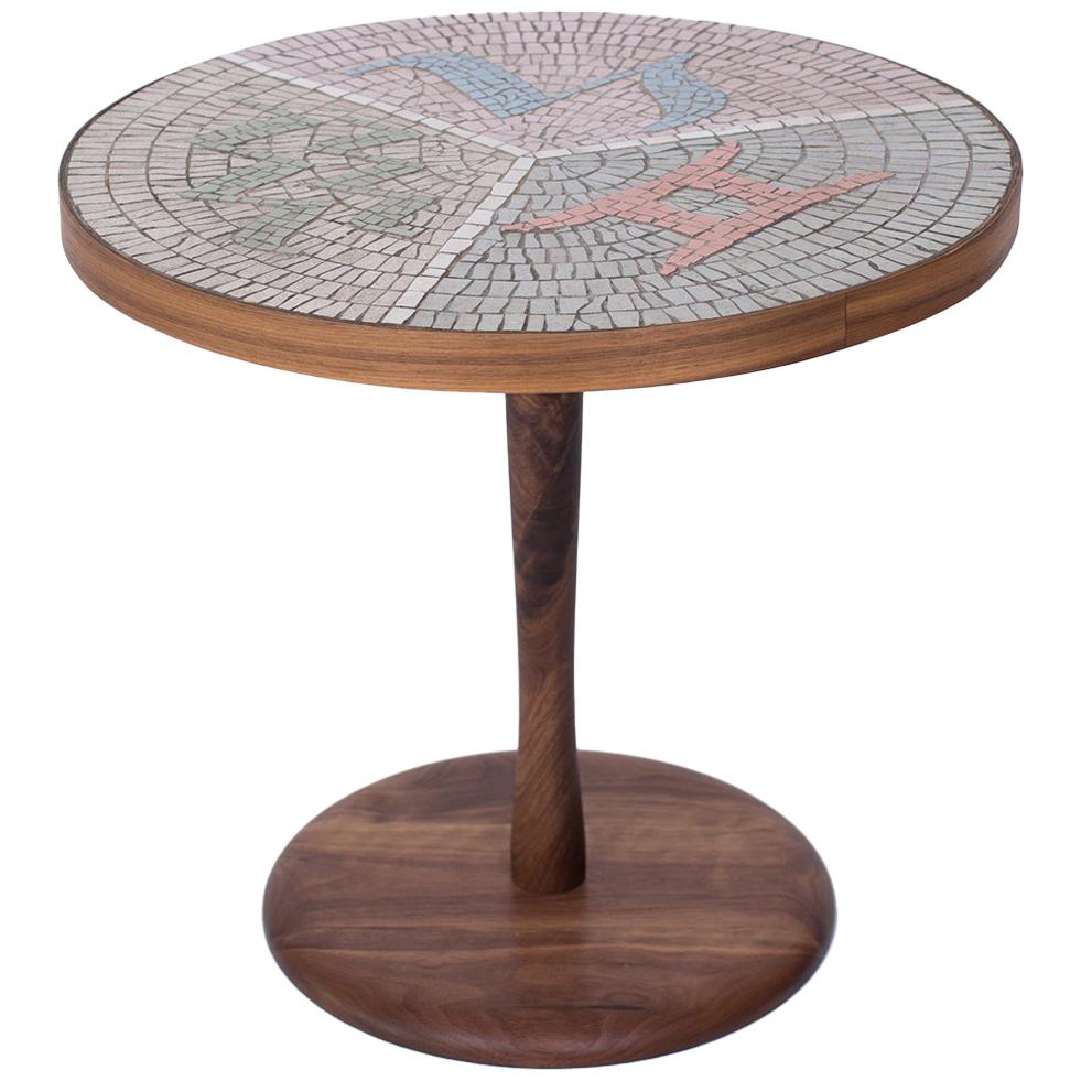 Walnut and Mosaic Side Table