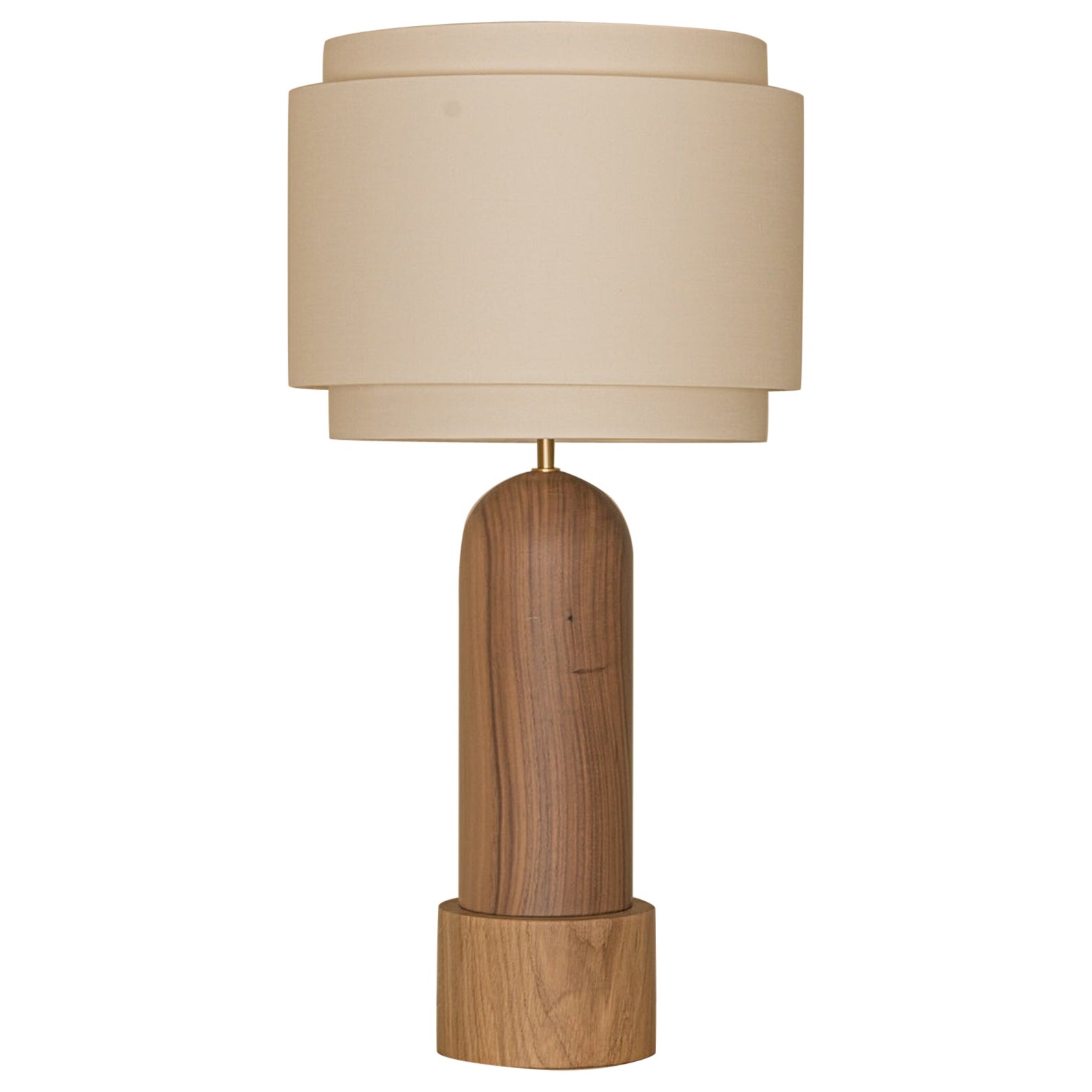 Pura Kelo Doppel-Tischlampe aus Nussbaum und Eiche mit Sockel aus Nussbaumholz von Simone & Marcel