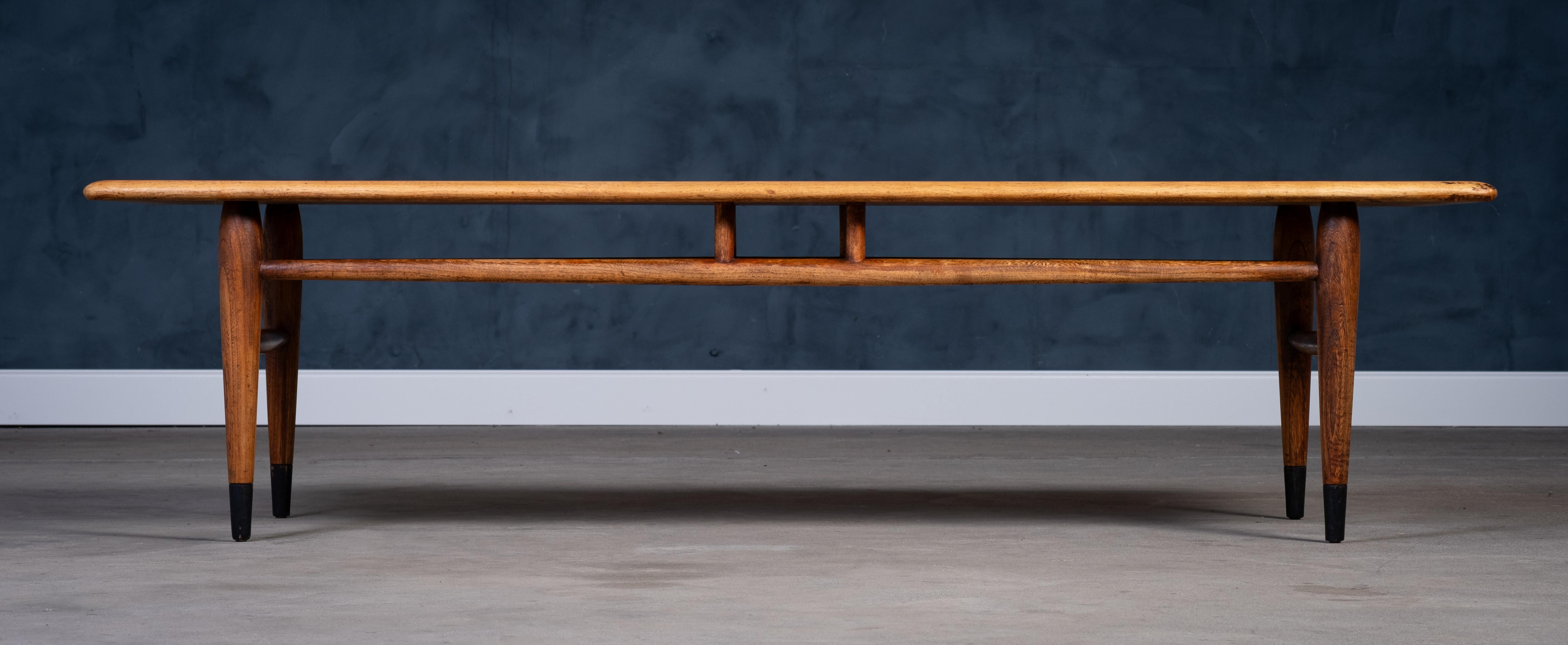 Dutch Walnut and Oak Coffee Table by Andre Bus for Lane Acclaim, 1960s For Sale