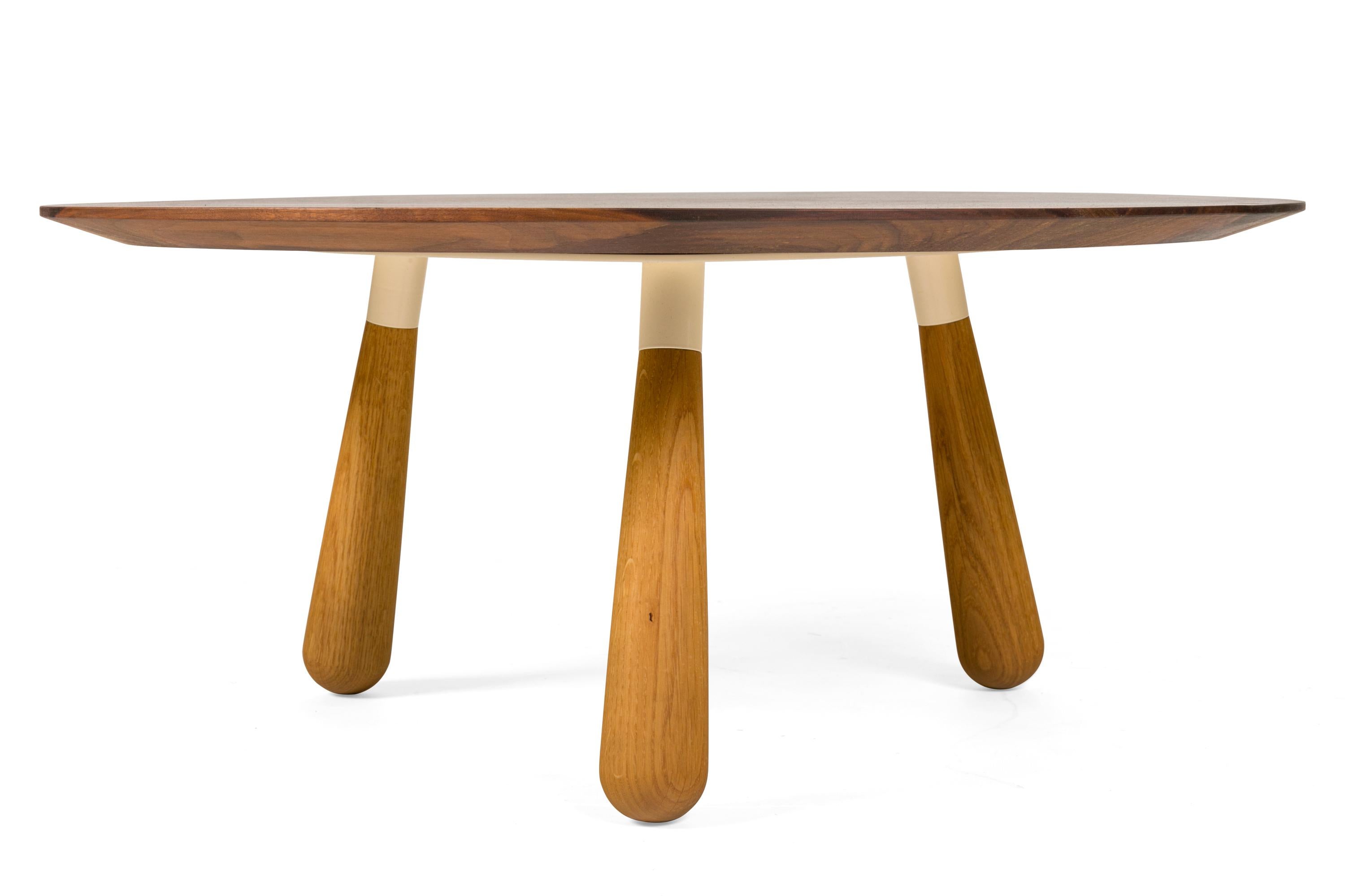 Danish Walnut & Oak Round Coffee Table by Oluf Lund, Denmark 2018 For Sale