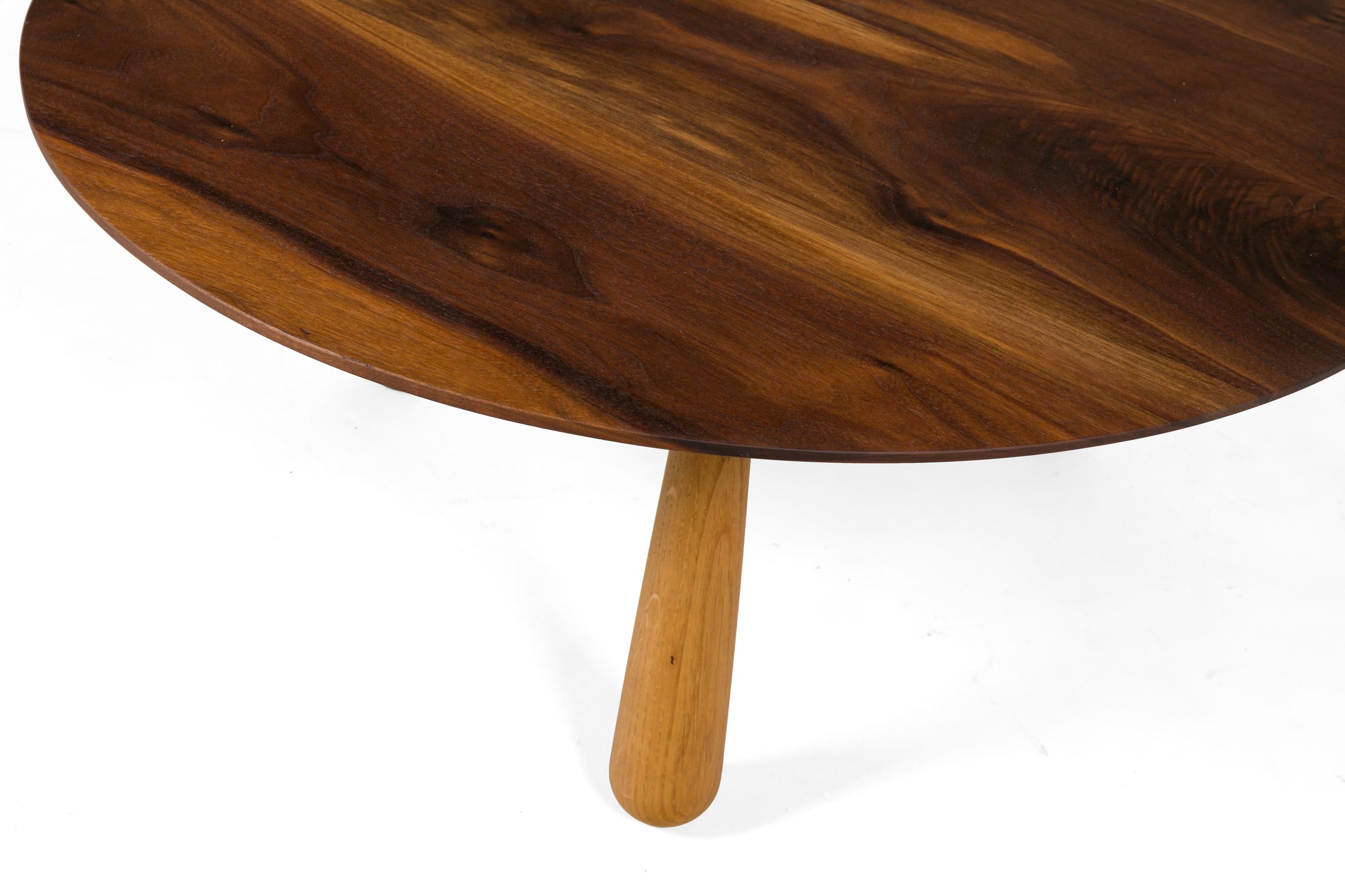 Contemporary Walnut & Oak Round Coffee Table by Oluf Lund, Denmark 2018 For Sale