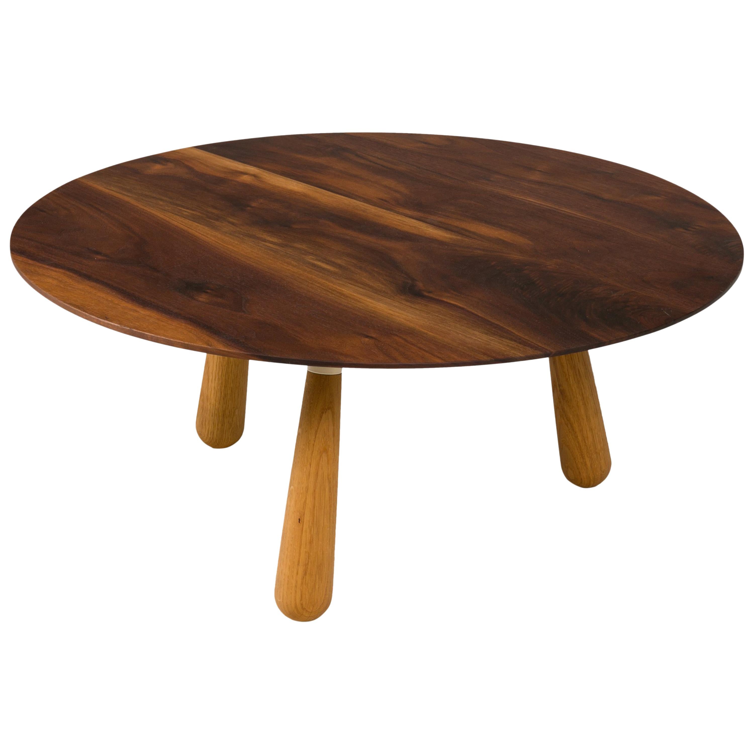 Walnut & Oak Round Coffee Table by Oluf Lund, Denmark 2018 For Sale
