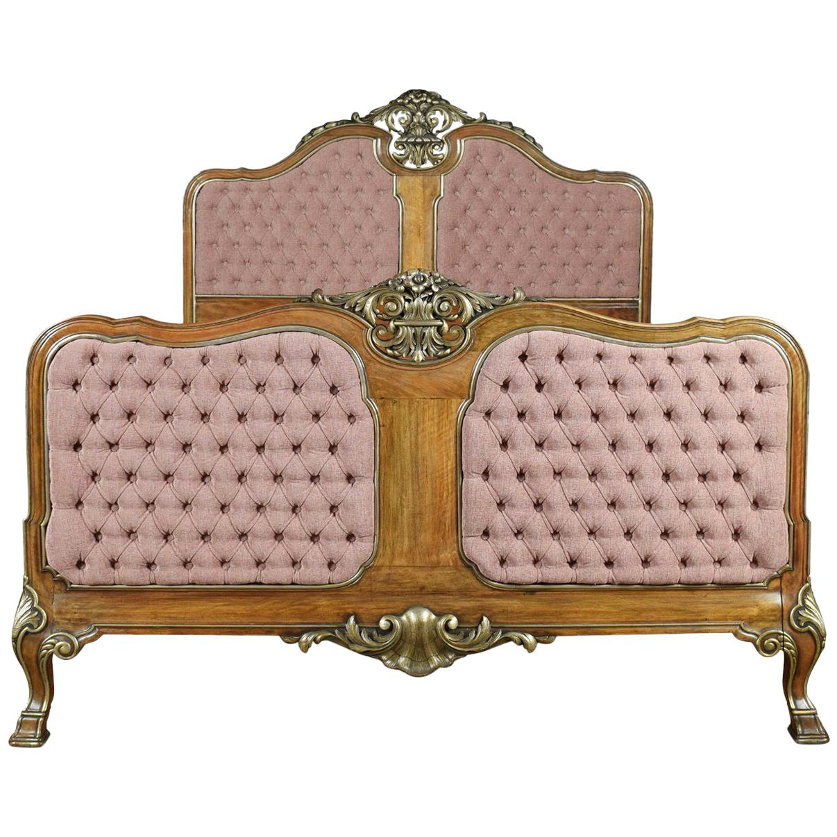 Walnut and Parcel-Gilt King-Size Bed