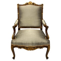 Walnut and Parcel-Gilt Louis XV Style Armchair