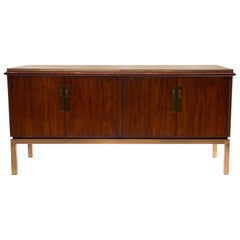 Walnut and Patinated Brass Sideboard