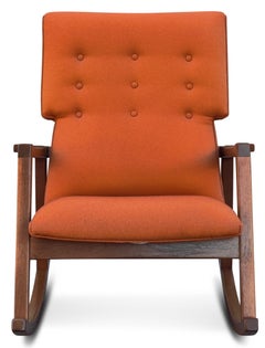 Walnut and Persimmon Ducale Wool Fabric Rocking Chair by Design within Reach MCM