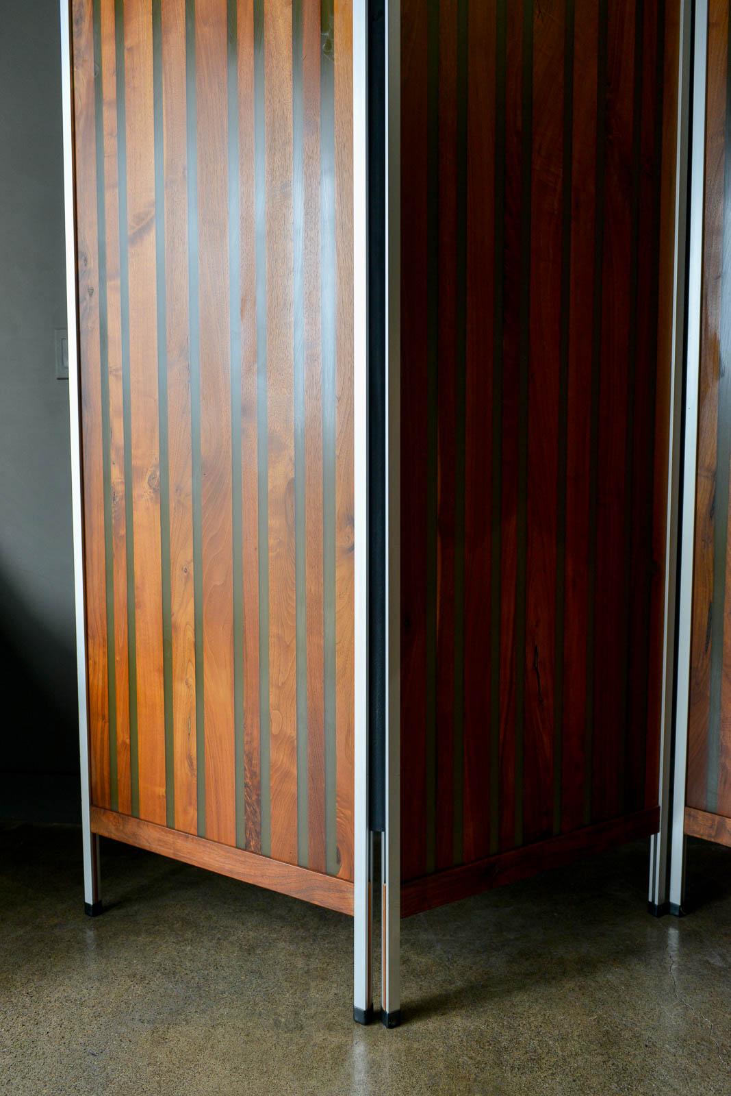 Walnut and Resin Screen or Room Divider, ca. 1970 In Excellent Condition In Costa Mesa, CA