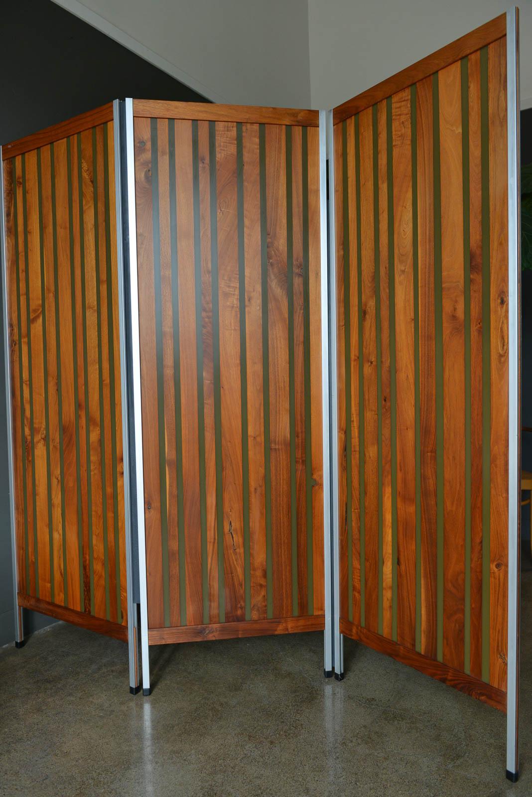 Walnut and Resin Screen or Room Divider, ca. 1970 1