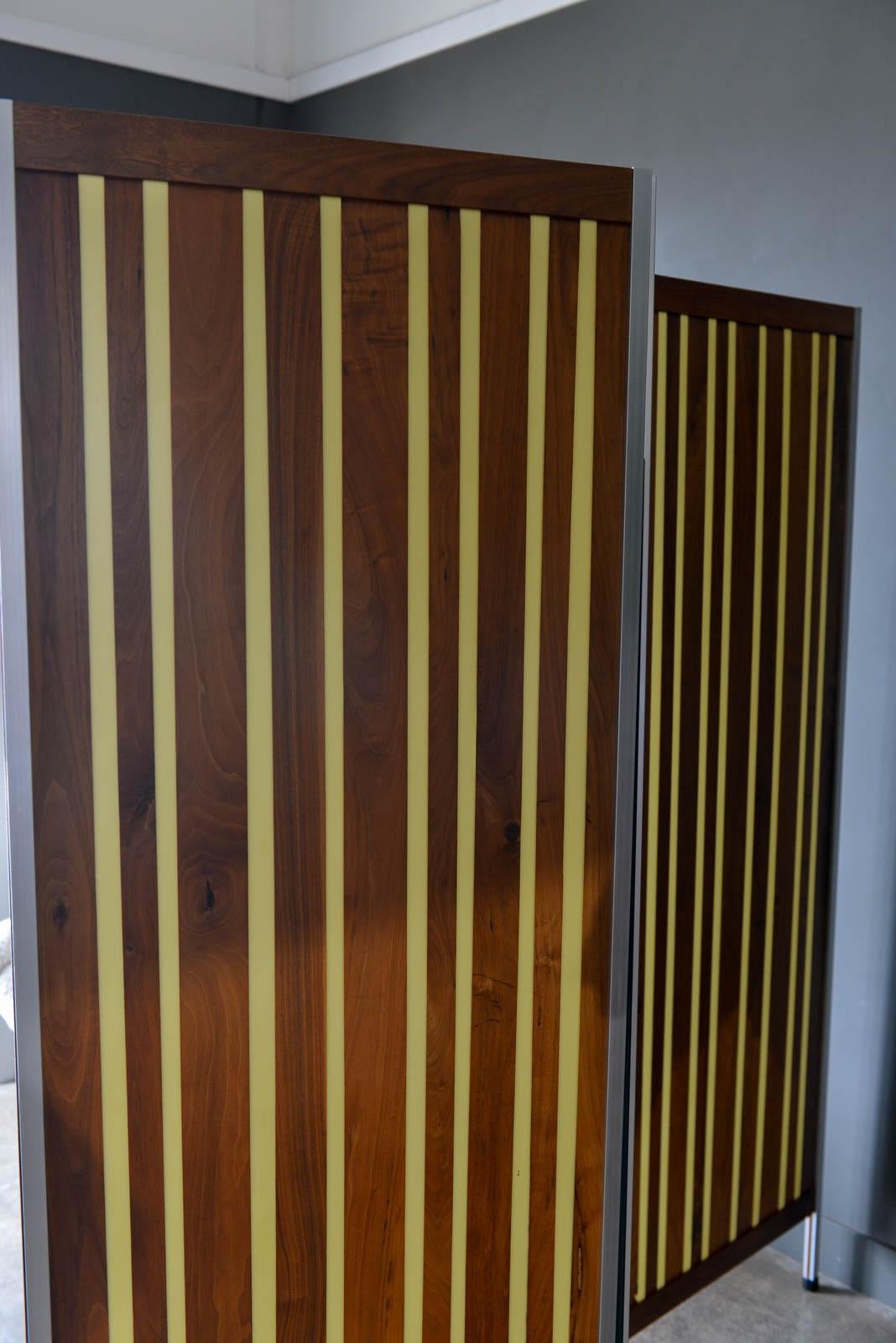 Walnut and Resin Screen or Room Divider, ca. 1970 2