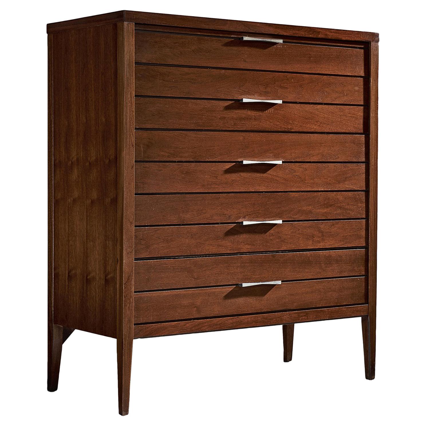 Walnut and Rosewood Chest of Drawers, circa 1950