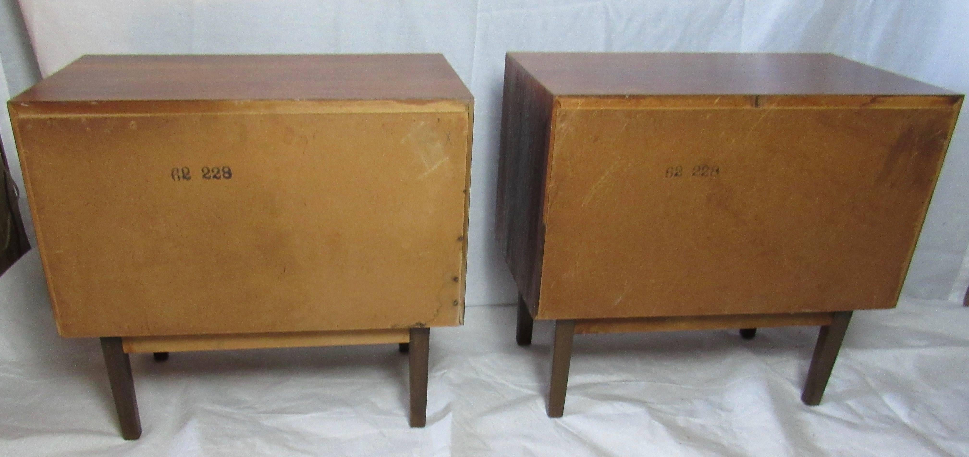 Mid-20th Century Walnut and Rosewood Nightstands by H. Paul Browning for Stanley Furniture Co.
