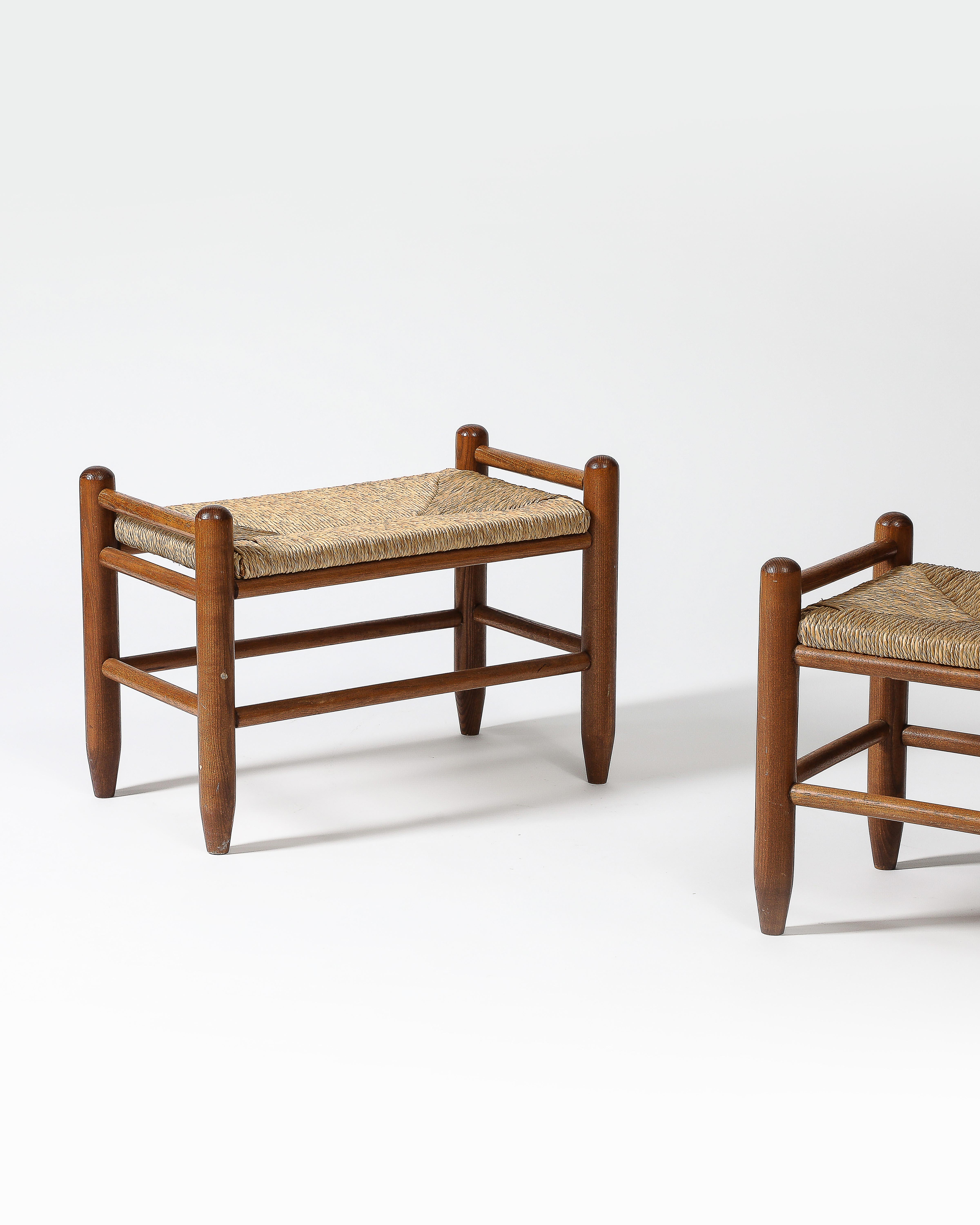 Walnut and Rush Stool, Denmark, c. 1950 For Sale 5