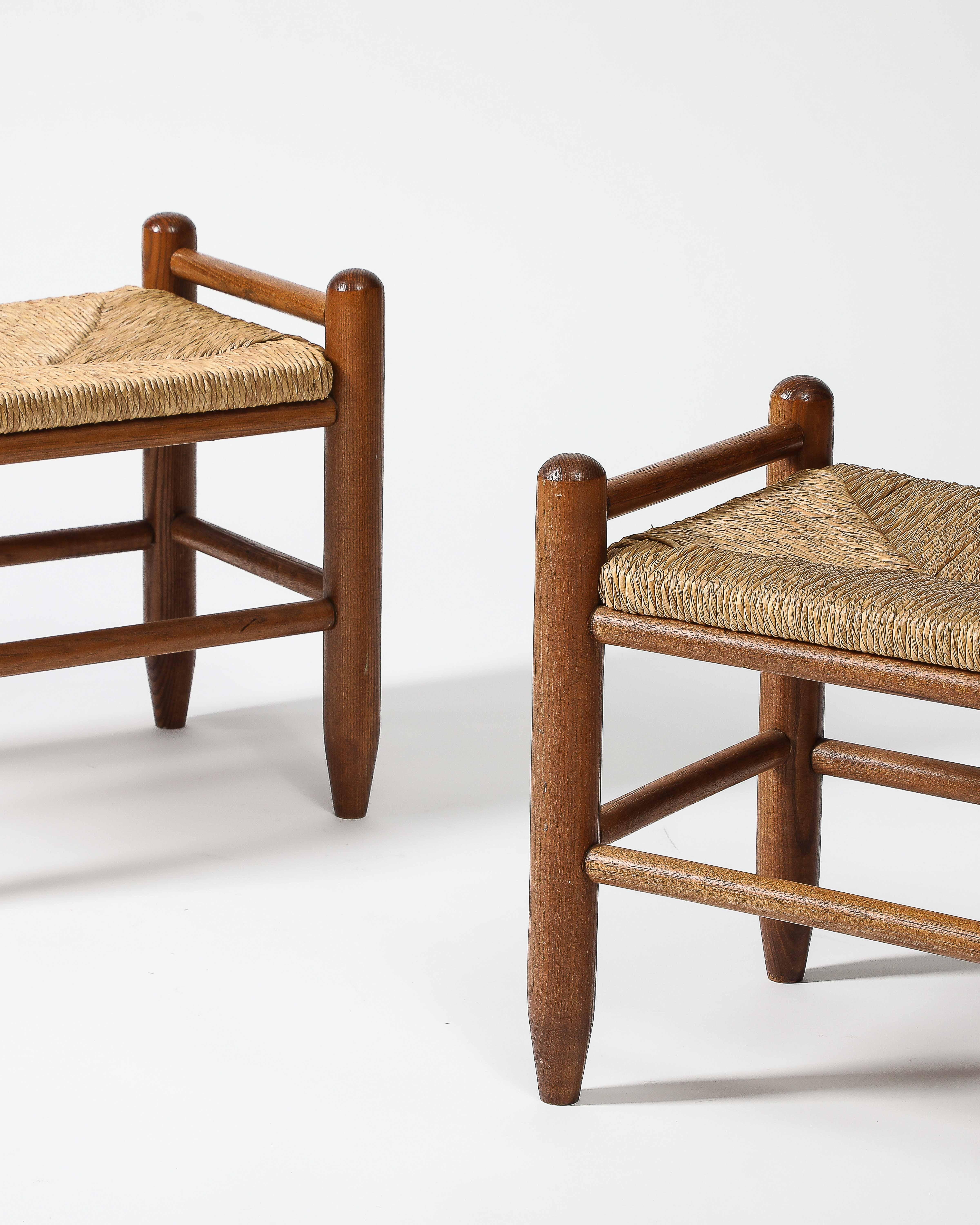 Walnut and Rush Stool, Denmark, c. 1950 For Sale 6