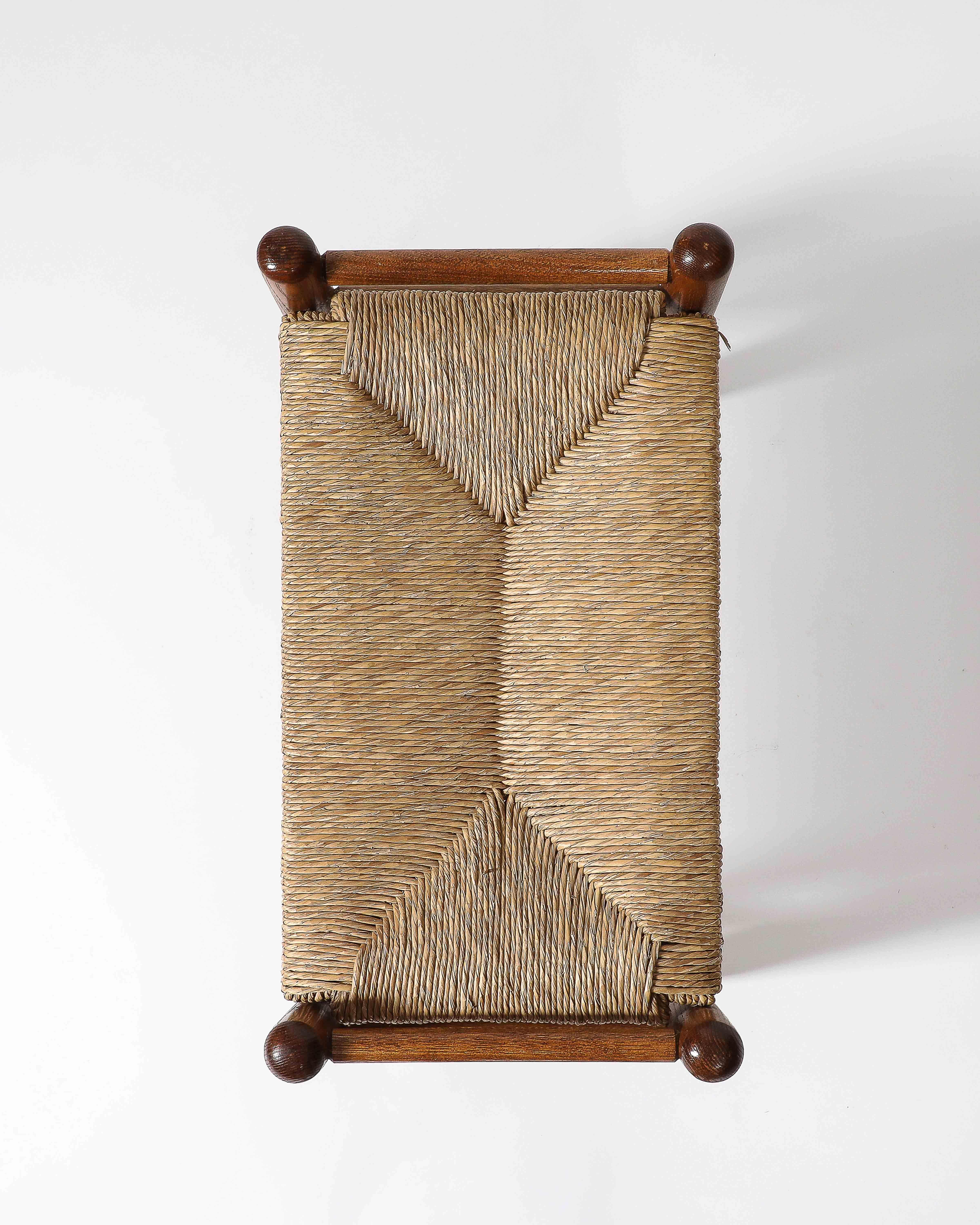 Walnut and Rush Stool, Denmark, c. 1950 For Sale 7