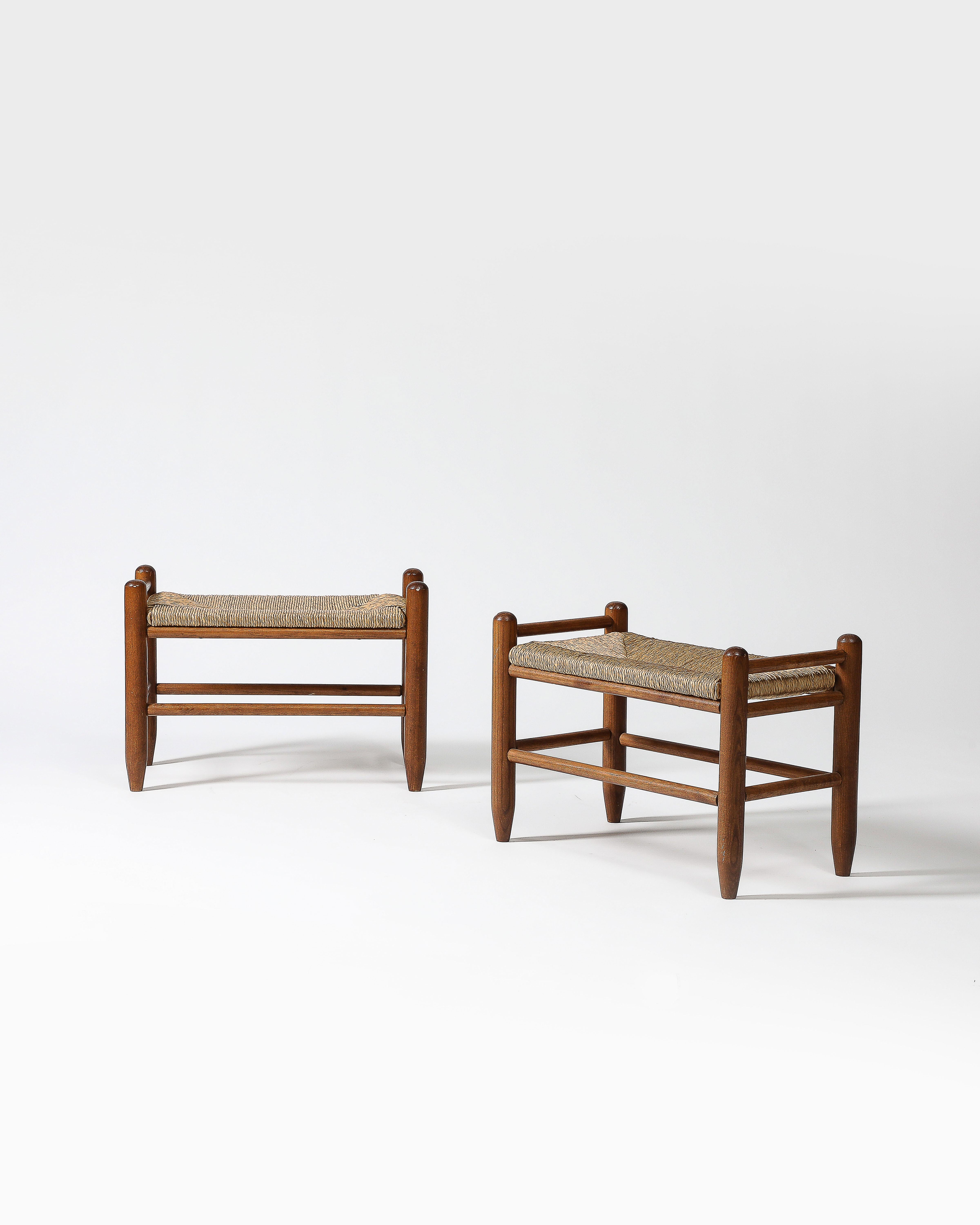 Walnut and Rush Stool, Denmark, c. 1950 In Good Condition For Sale In New York City, NY