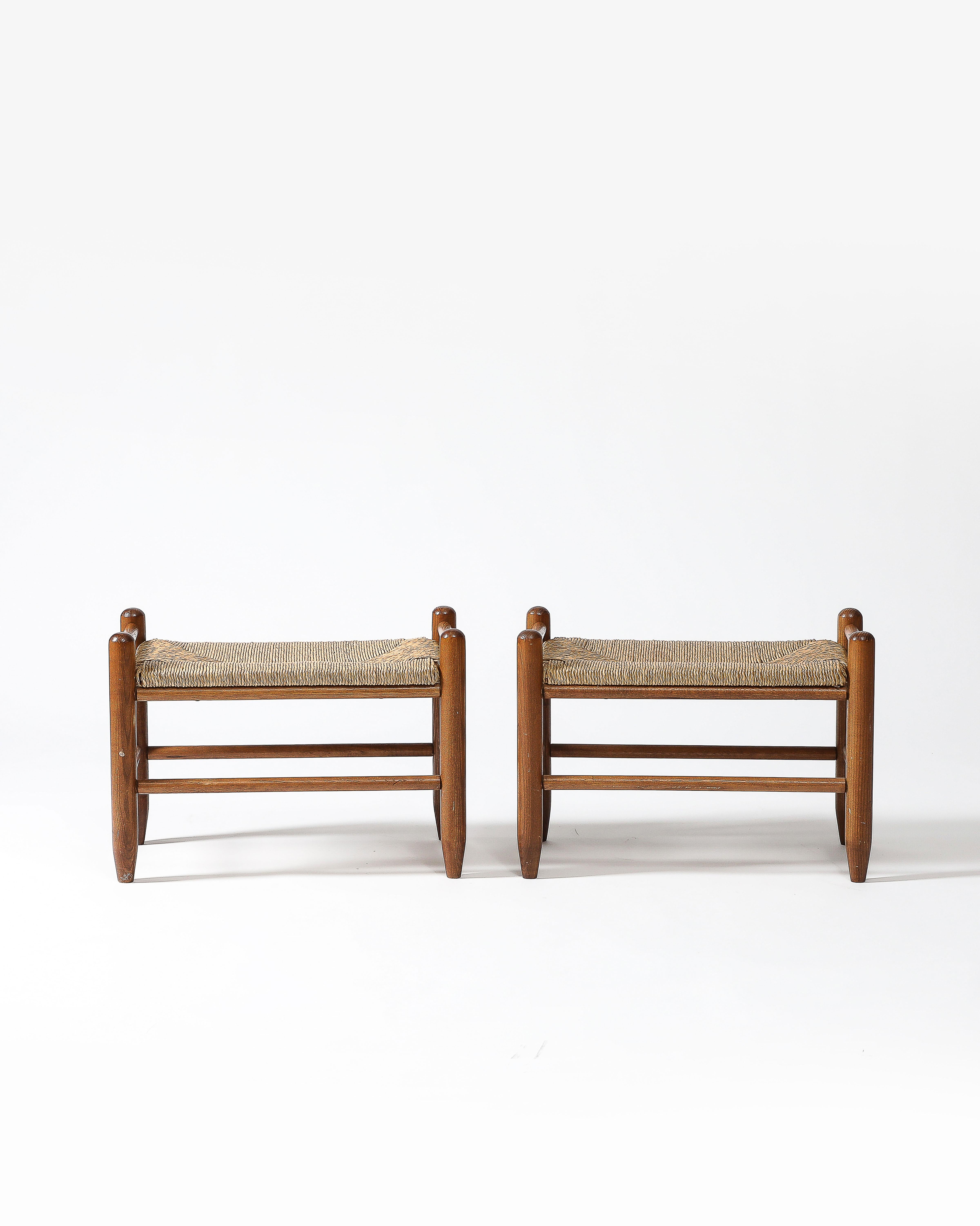 Walnut and Rush Stool, Denmark, c. 1950 For Sale 2