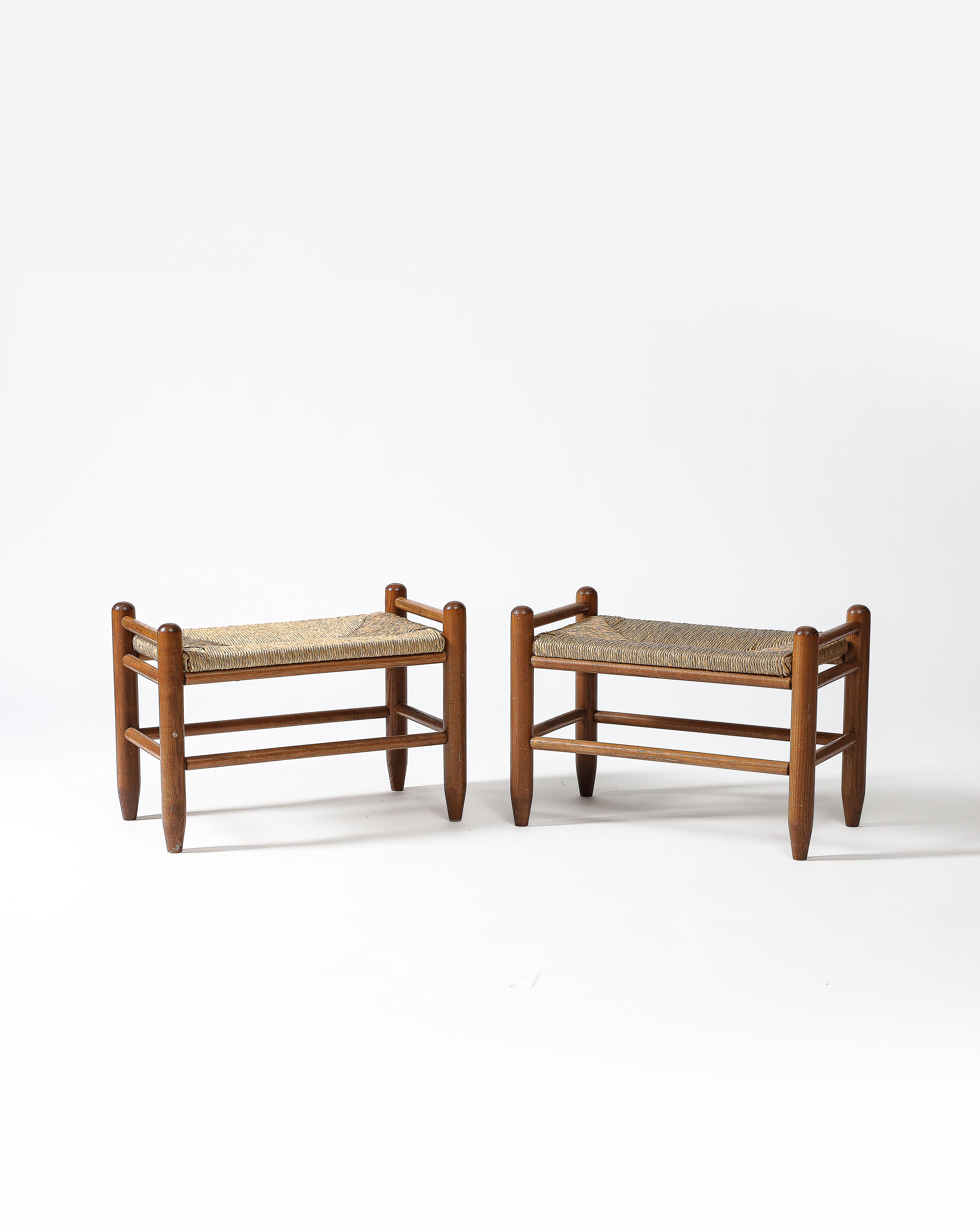 Walnut and Rush Stool, Denmark, c. 1950 For Sale 4